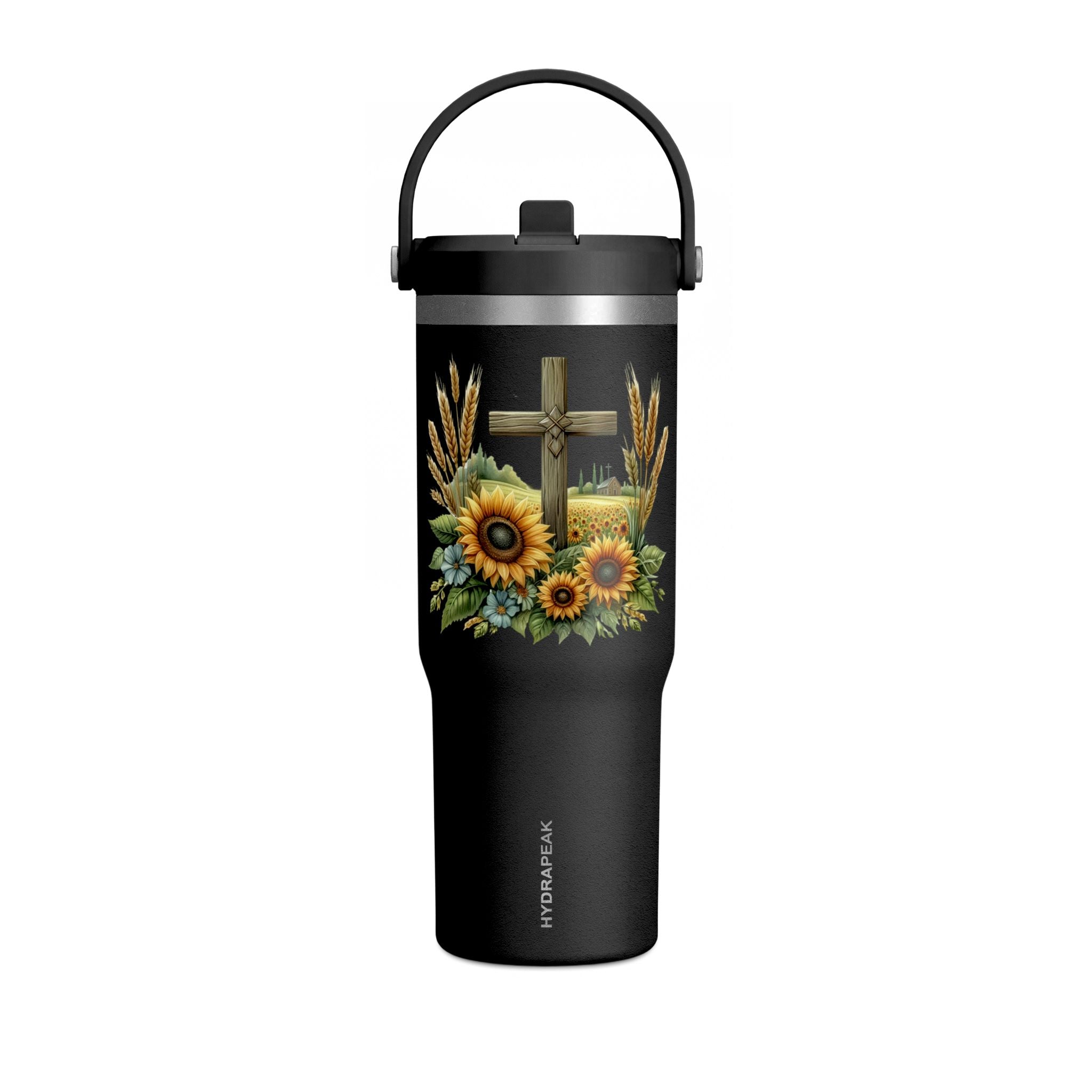 Sunflower Cross 32oz Tumbler – Christian Faith Travel Mug