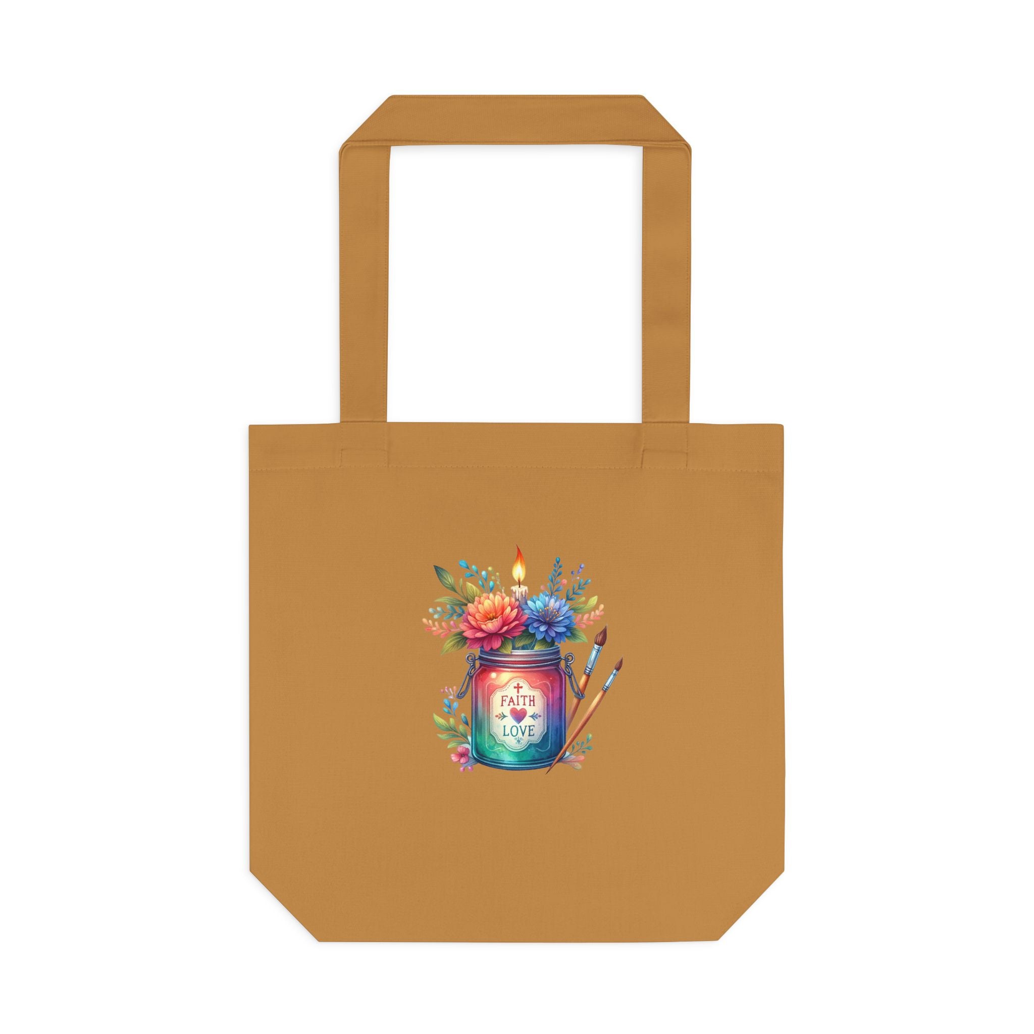 Tote Bag — 'Paint With Love' Floral Art Jar Cotton Tote