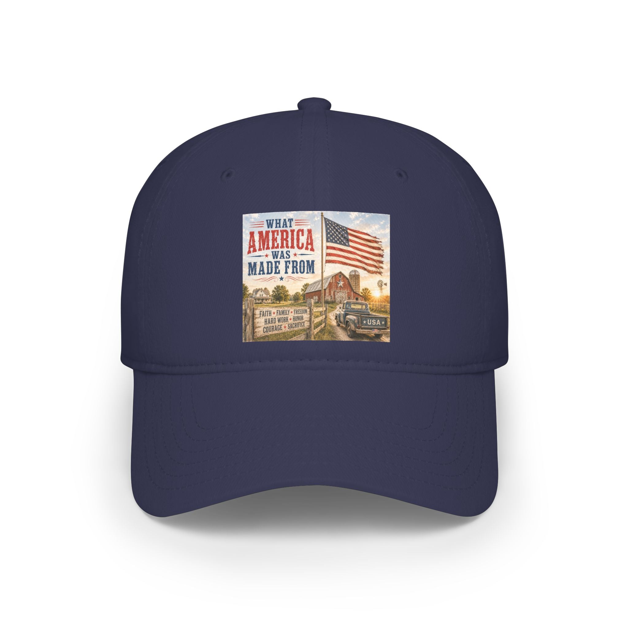 Baseball Cap — "What America Was Made From" Vintage Flag Patriotic Hat