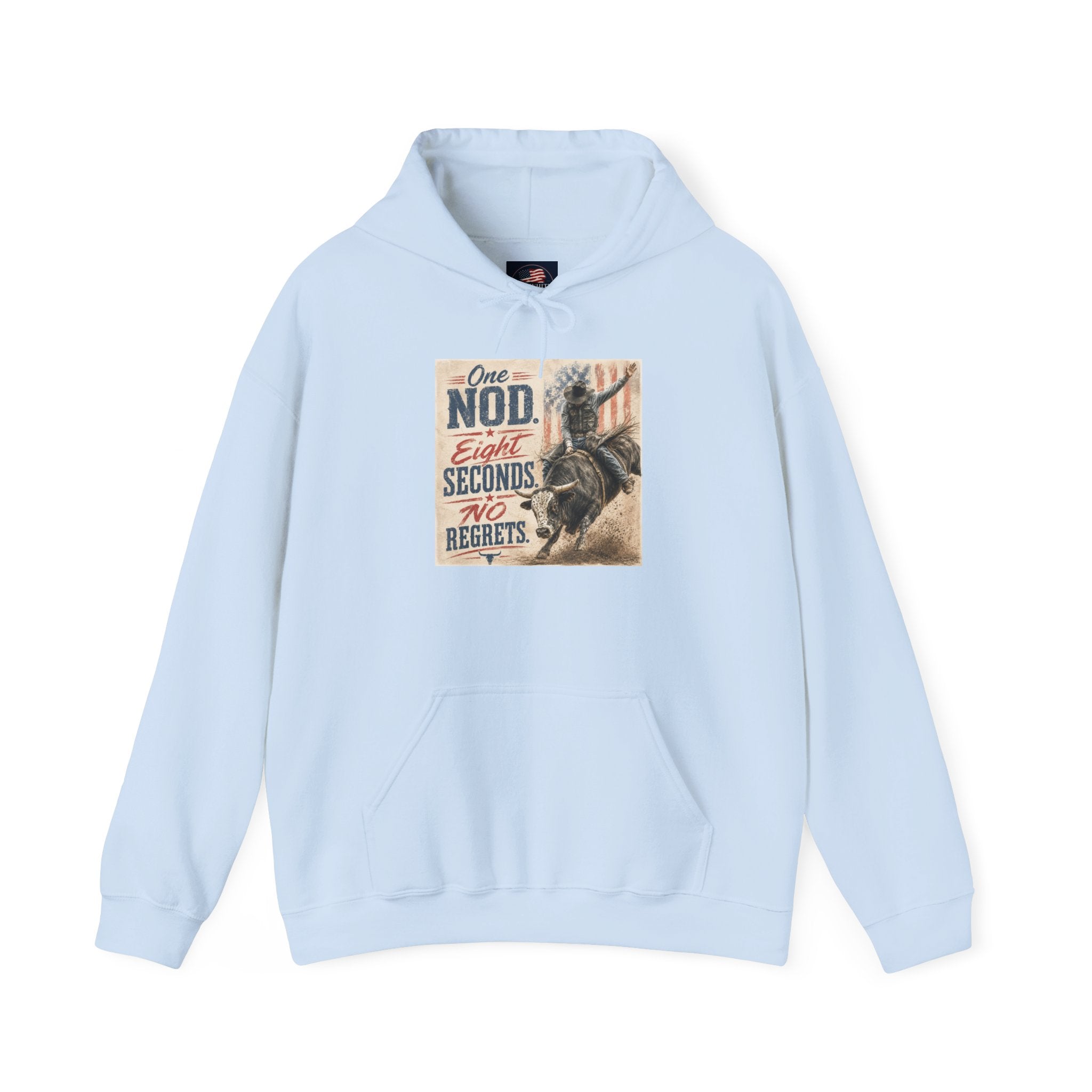Hoodie - 'One Nod Eight Seconds No Regrets' Motorcycle Rider Vintage Graphic Hoodie