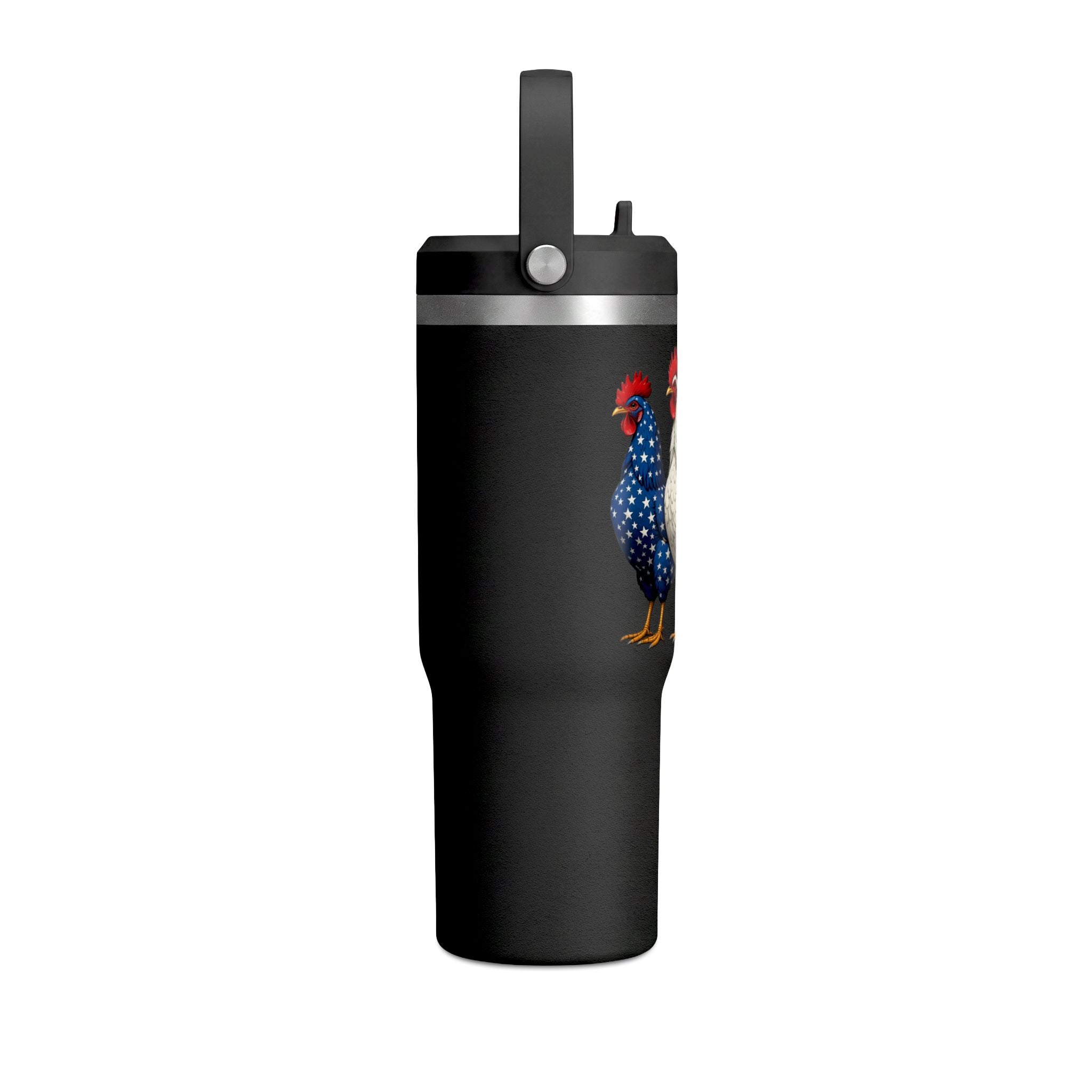 Patriotic Rooster 32oz Tumbler – American Flag Farmhouse Travel Cup