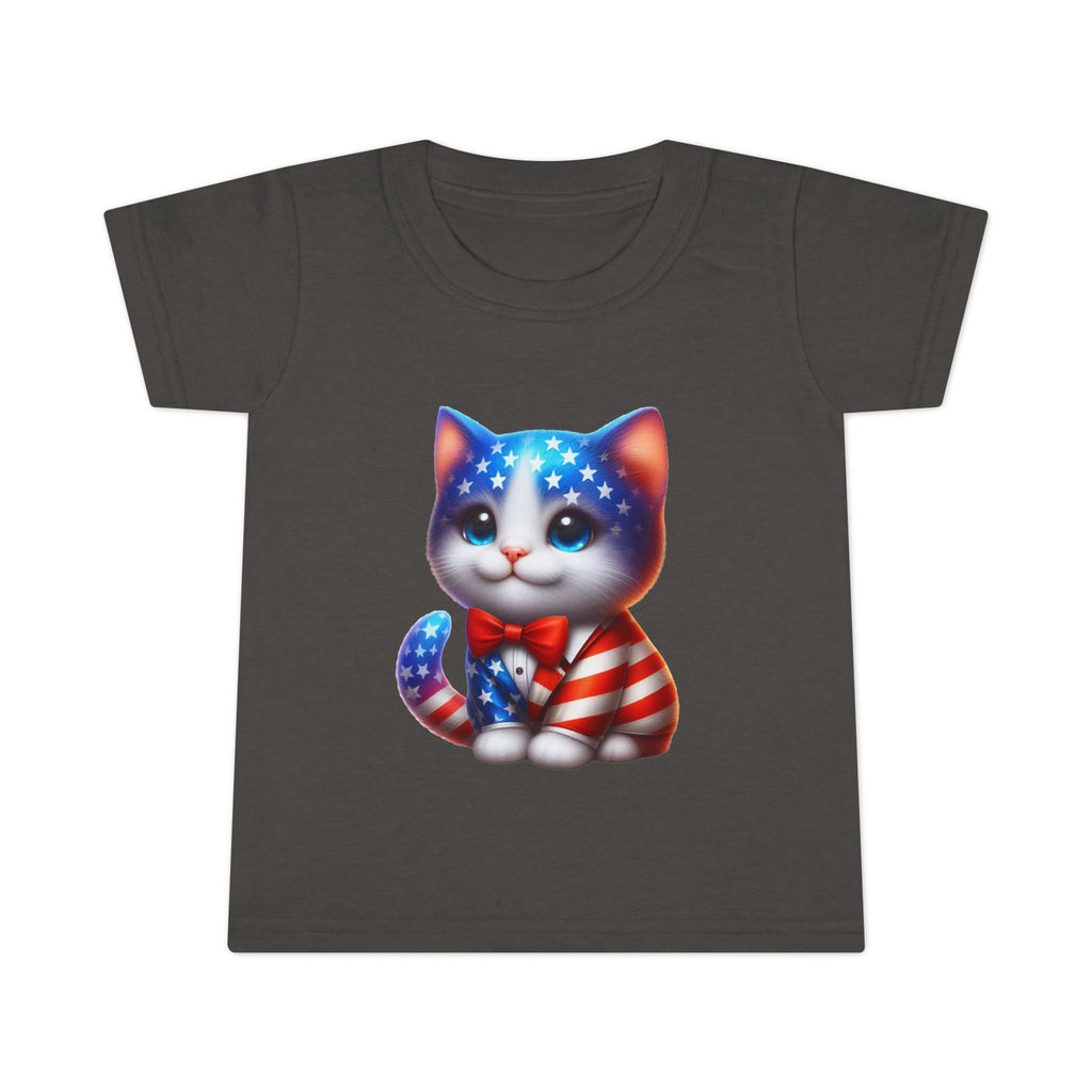 Toddler T-Shirt — Patriotic USA Flag Kitten Graphic