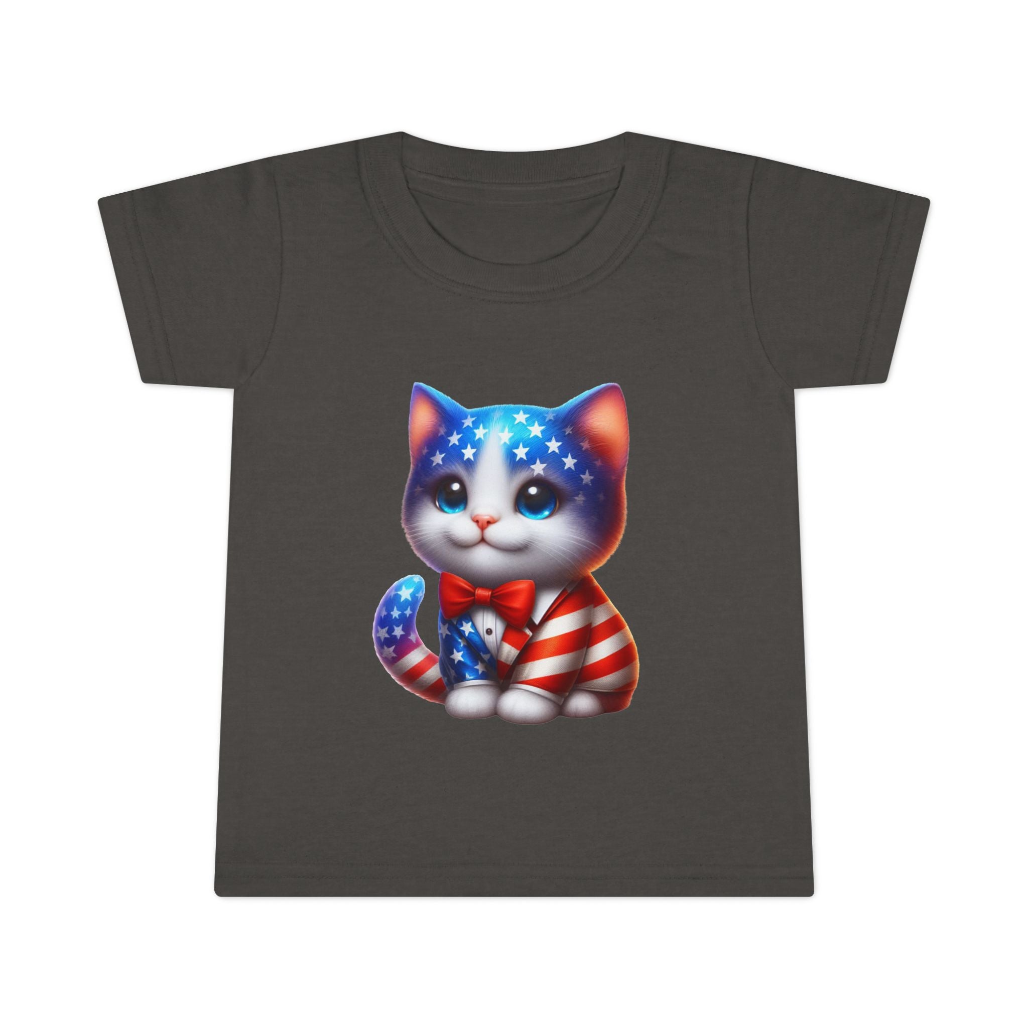 Toddler T-Shirt — Patriotic USA Flag Kitten Graphic