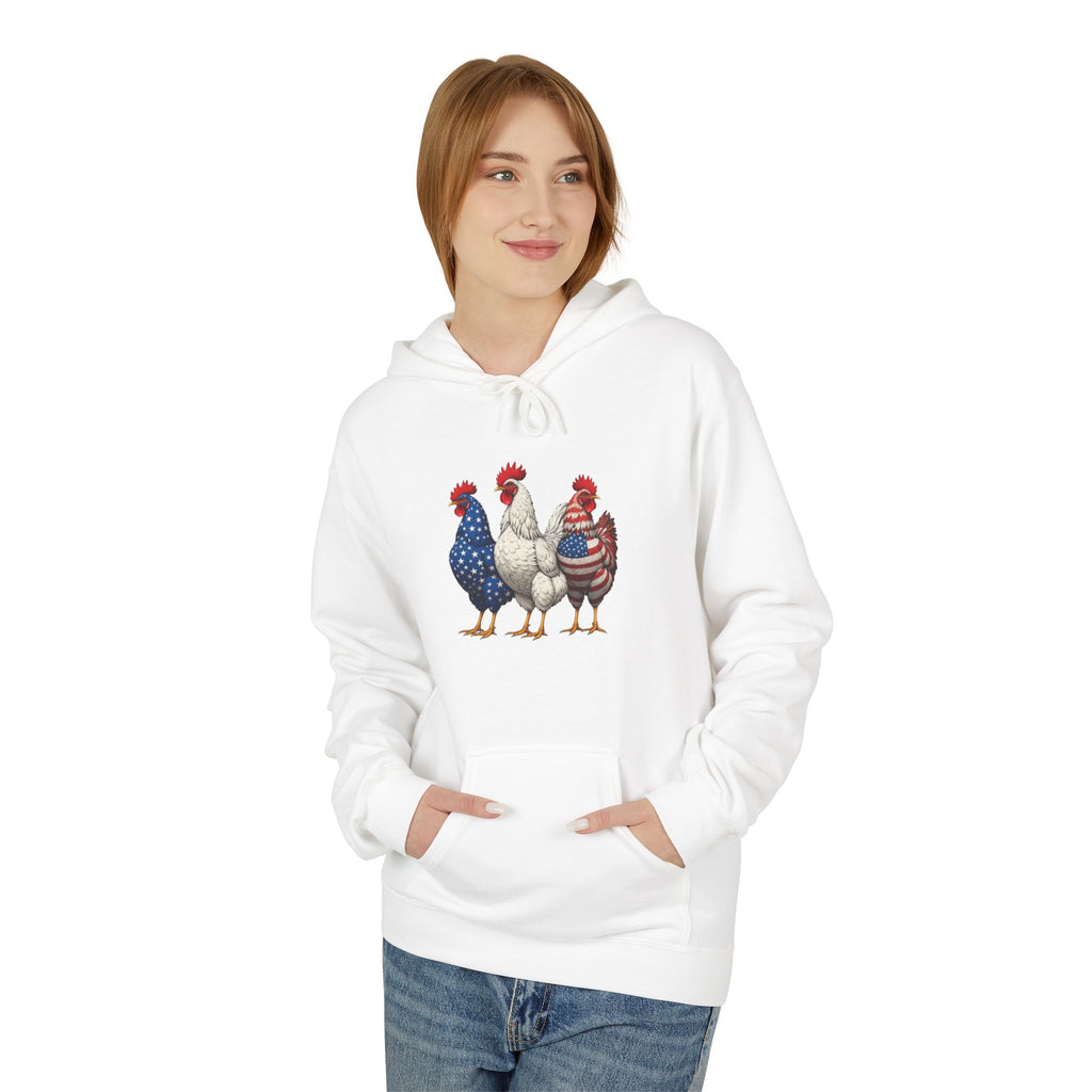 Patriotic Rooster Hoodie — Americana Farmhouse Chickens Pullover
