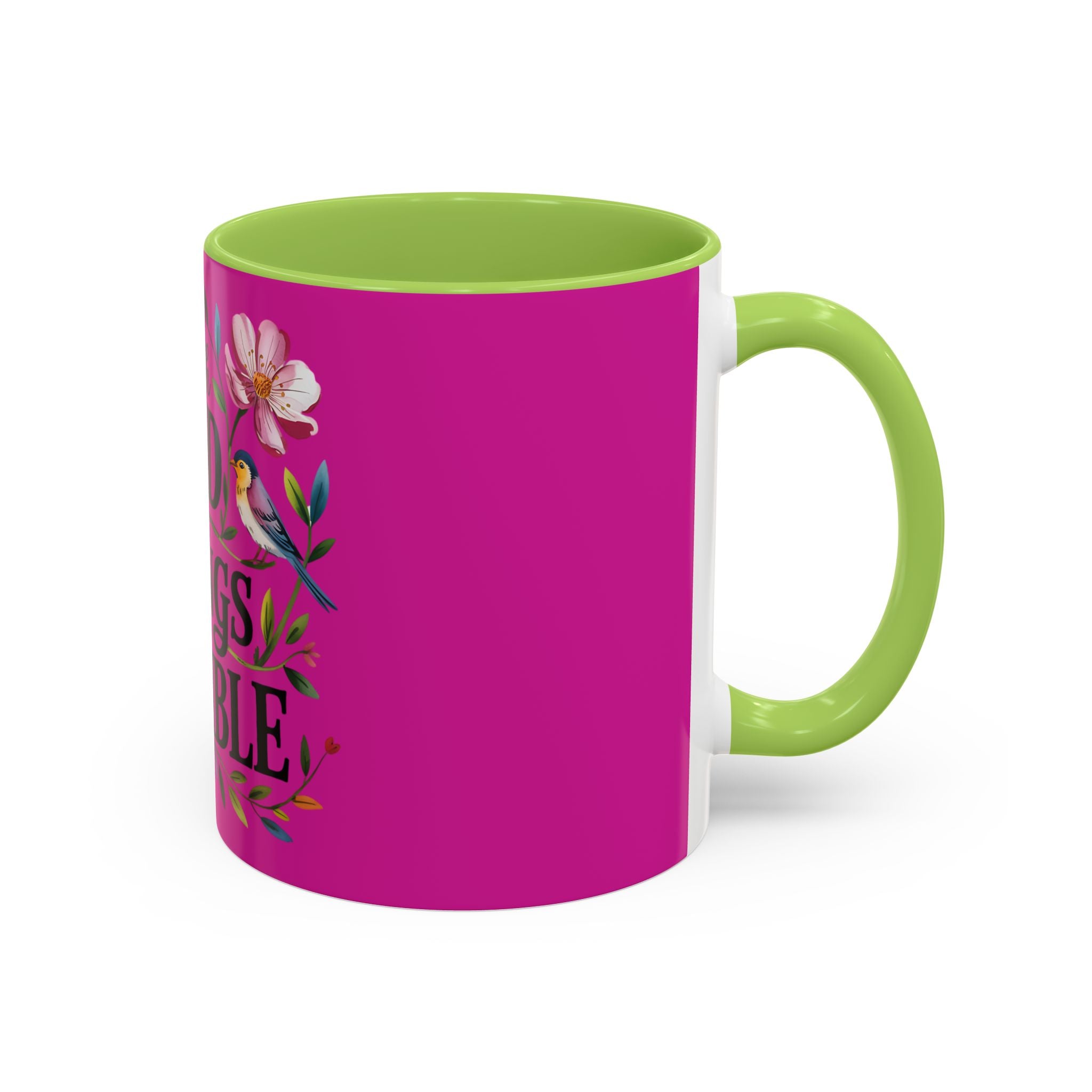 Inspirational Coffee Mug — "With God All Things Are Possible" Floral Accent
