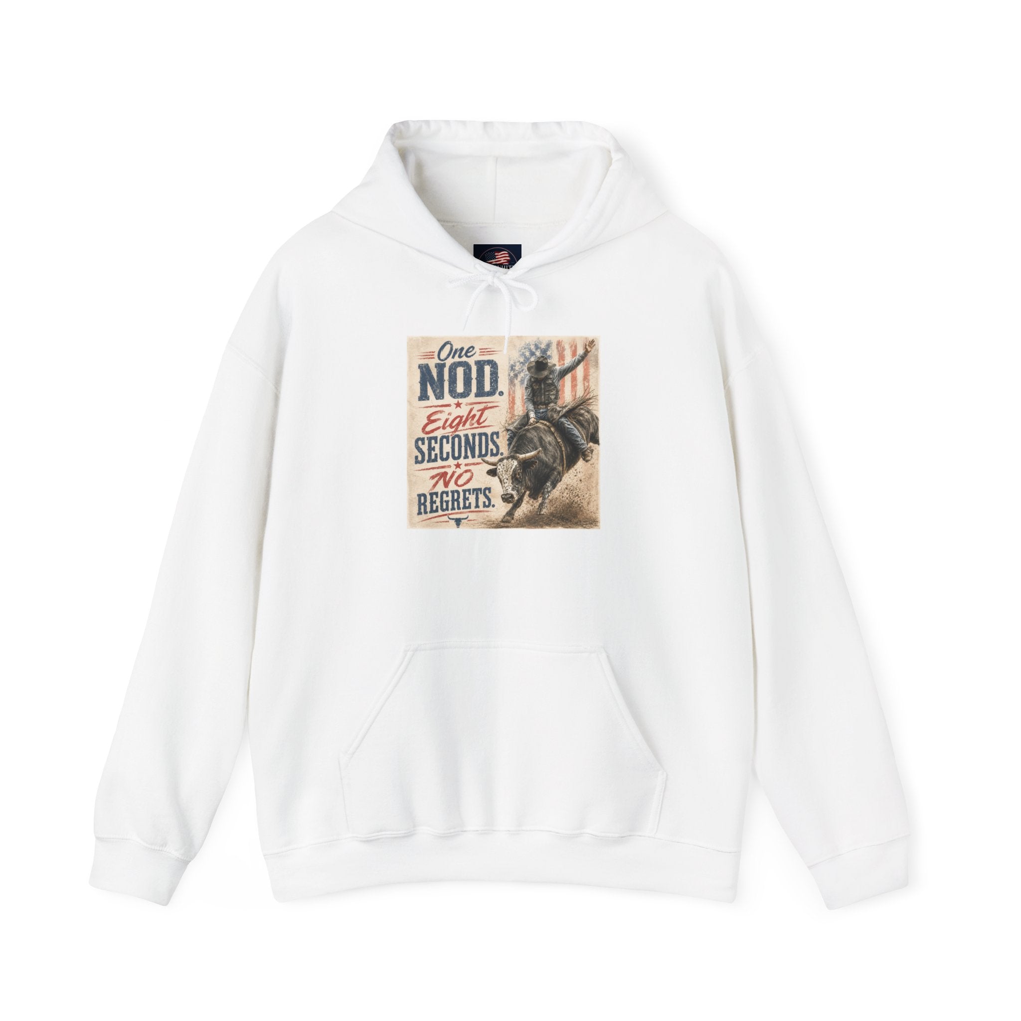 Hoodie - 'One Nod Eight Seconds No Regrets' Motorcycle Rider Vintage Graphic Hoodie