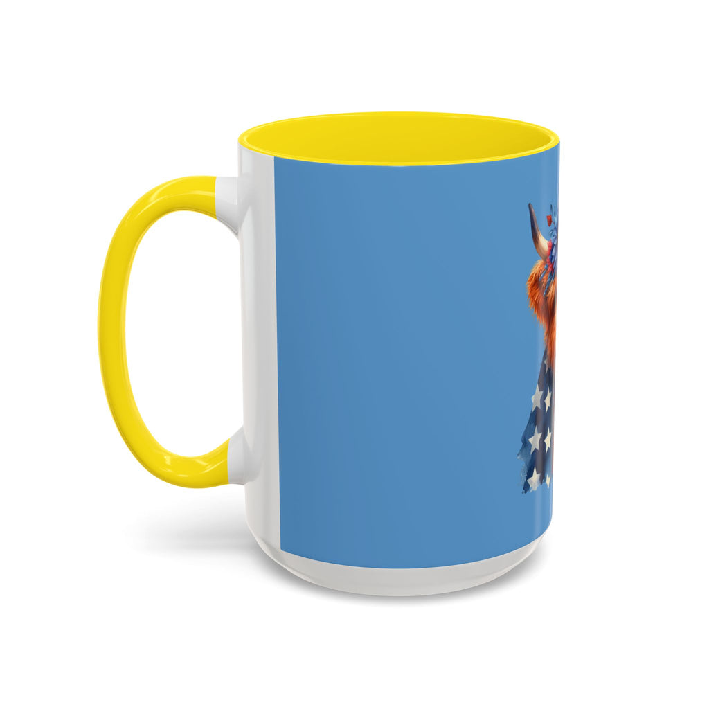 Patriotic Highland Cow Accent Coffee Mug – 11/15oz