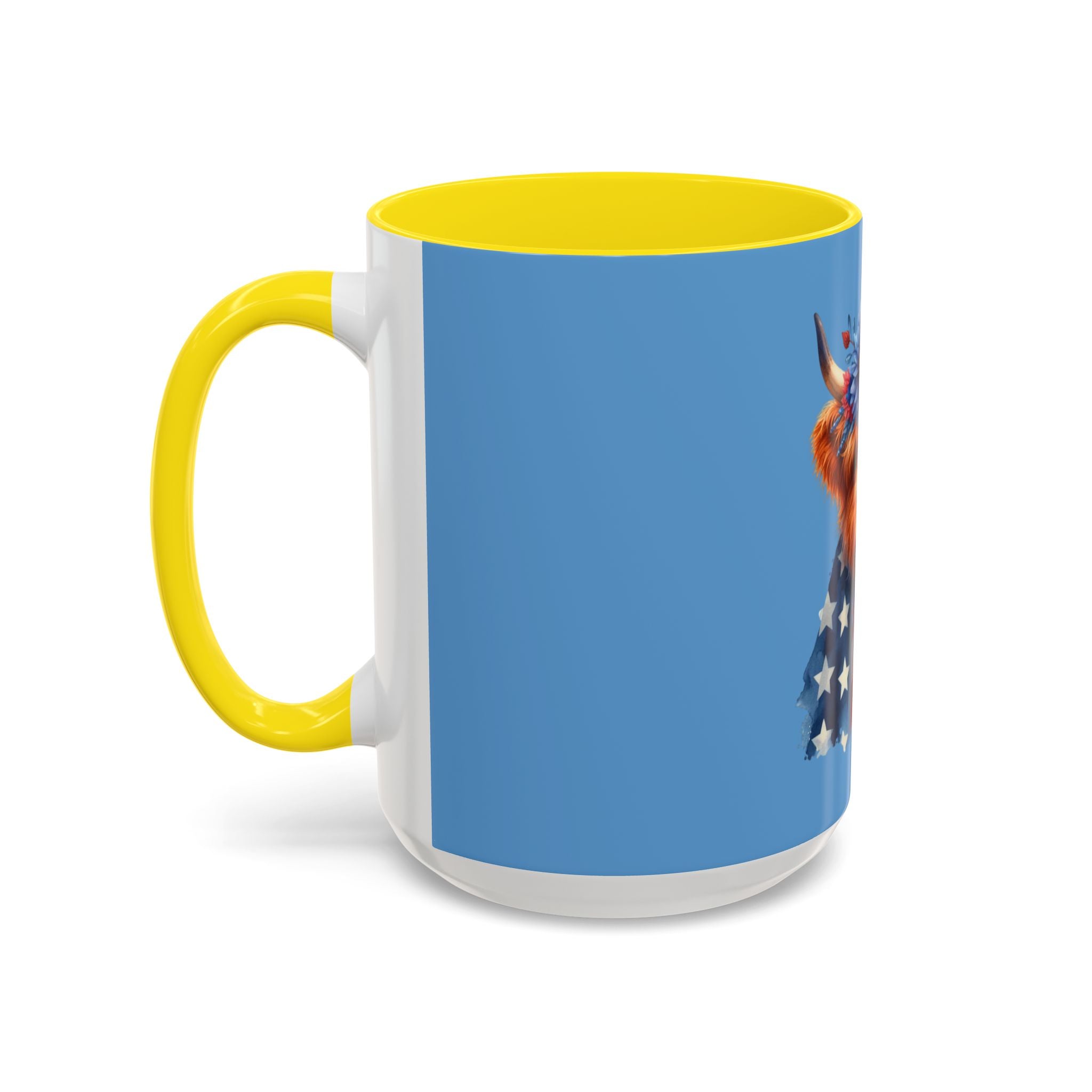 Patriotic Highland Cow Accent Coffee Mug – 11/15oz