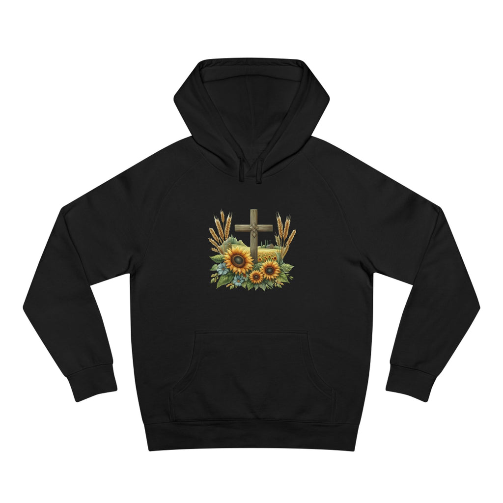 Sunflower Cross Hoodie — Christian Faith Floral Pullover