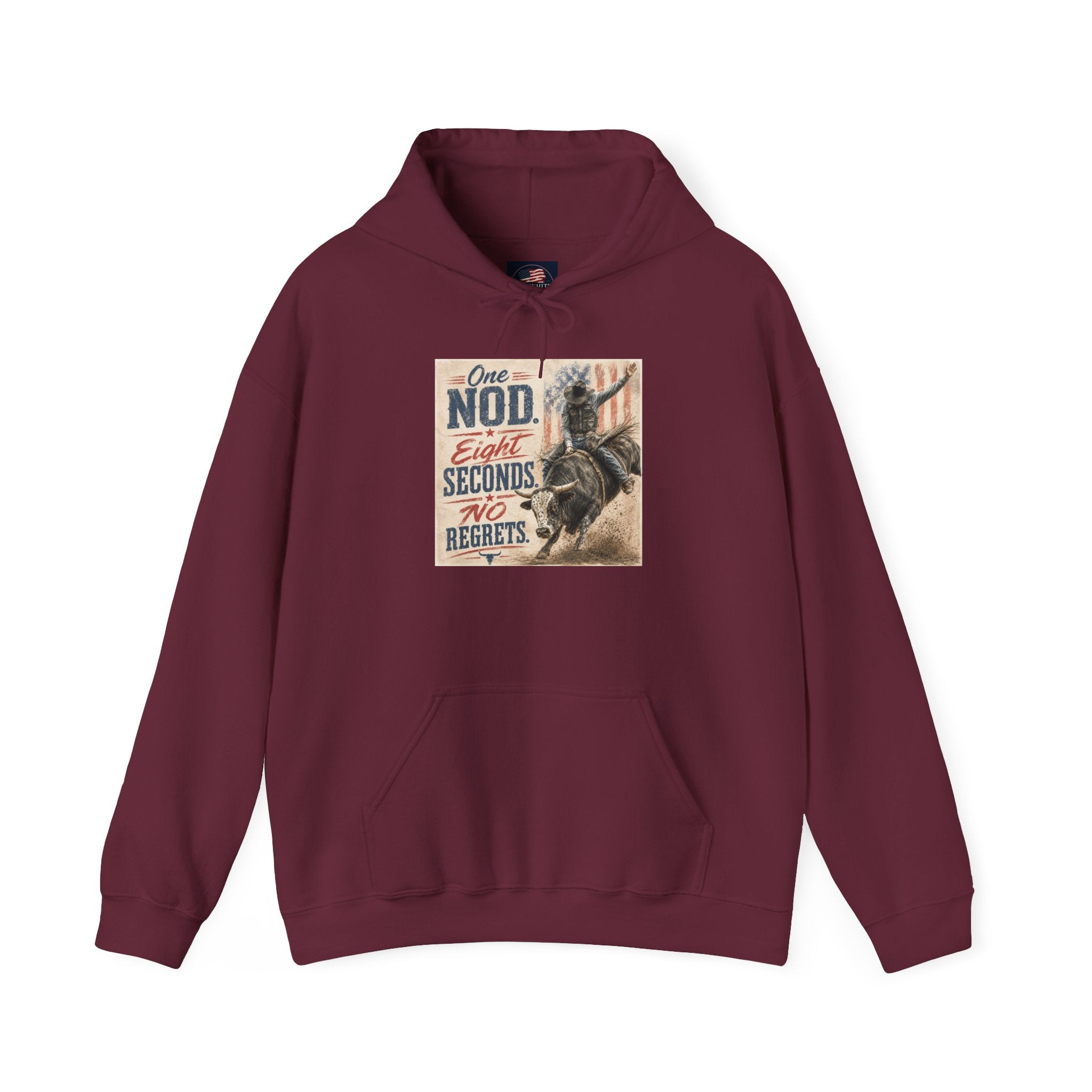 Hoodie - 'One Nod Eight Seconds No Regrets' Motorcycle Rider Vintage Graphic Hoodie