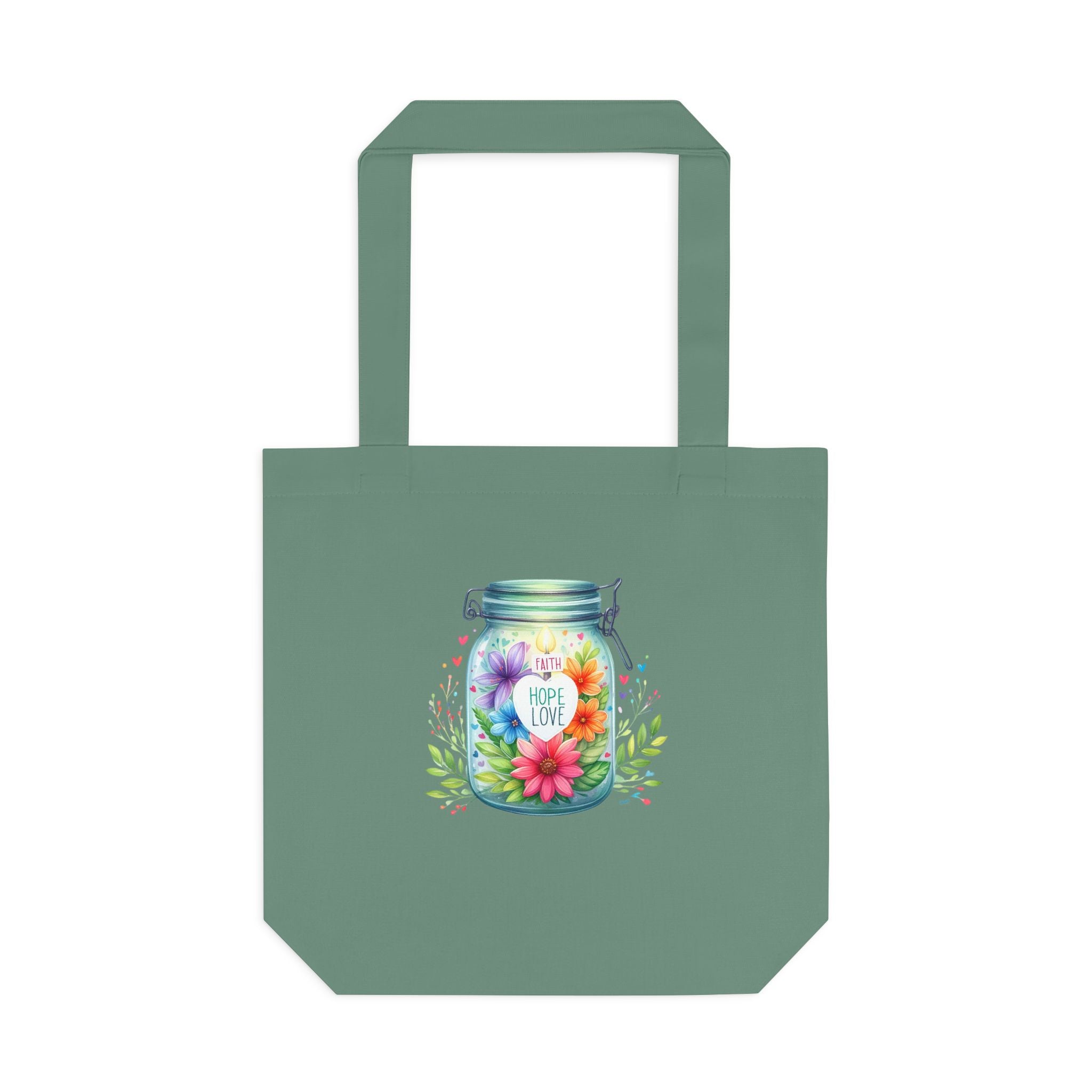 Tote Bag — "Hope Lights the Way" Mason Jar Floral Design