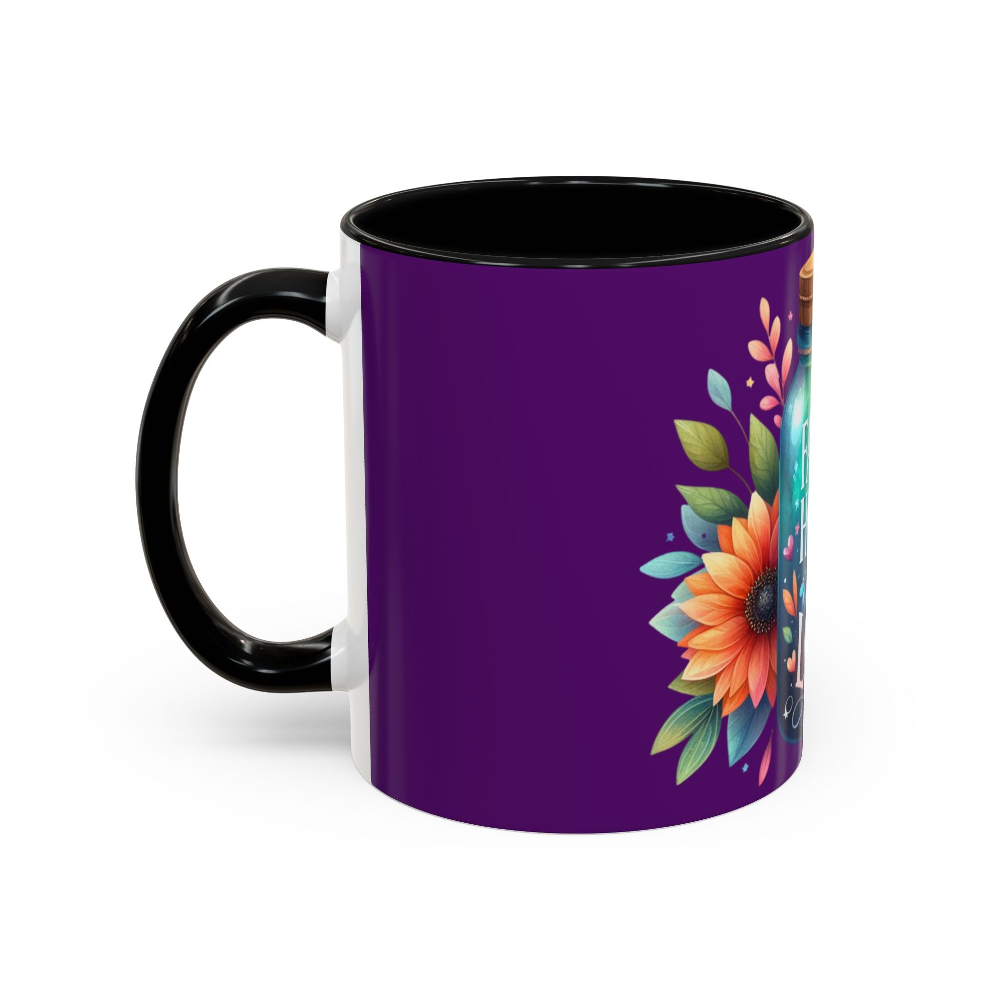 Faith Hope Love Accent Coffee Mug — Floral Jar Design (11/15 oz)