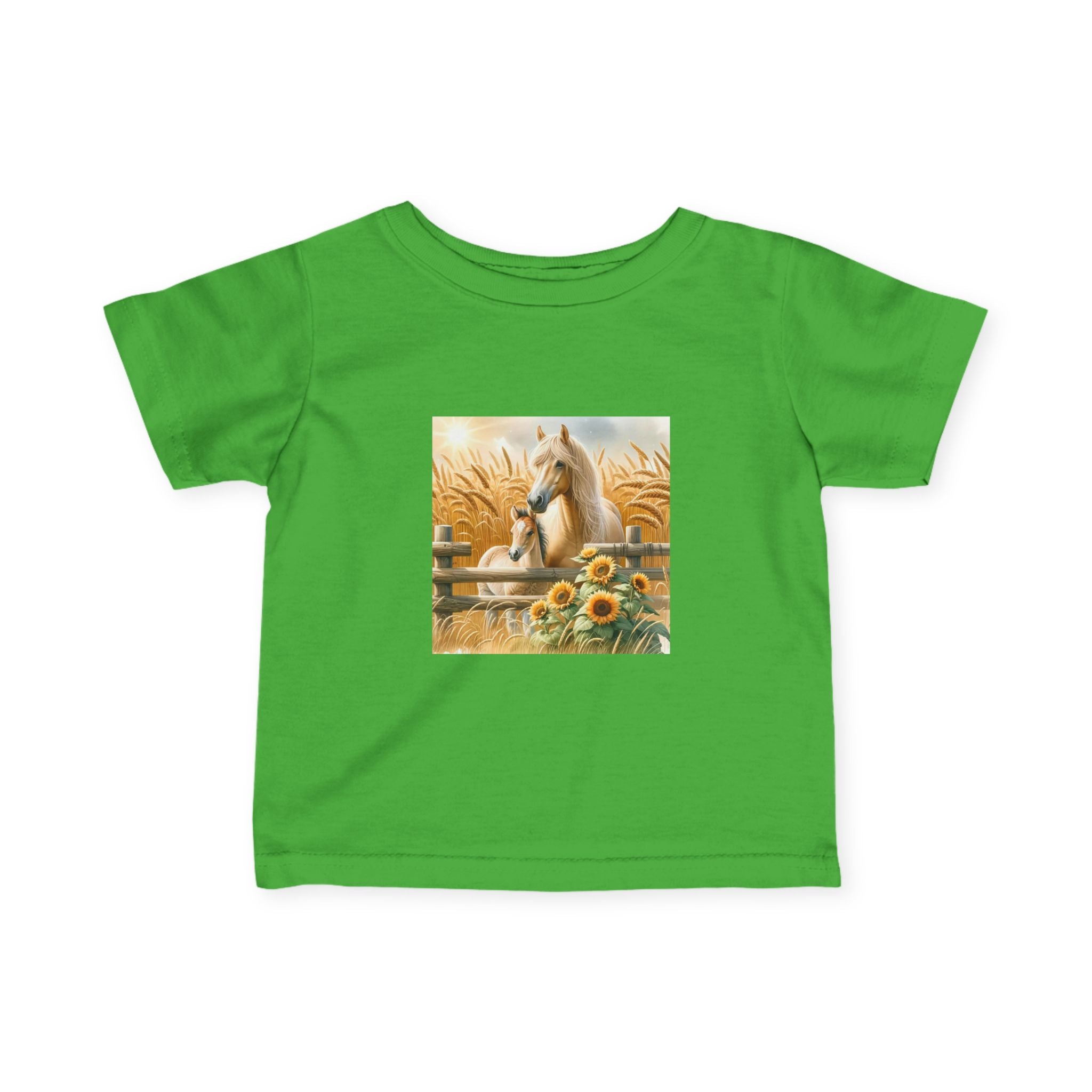 Infant Tee — Rustic Horse & Sunflower Farmyard Design