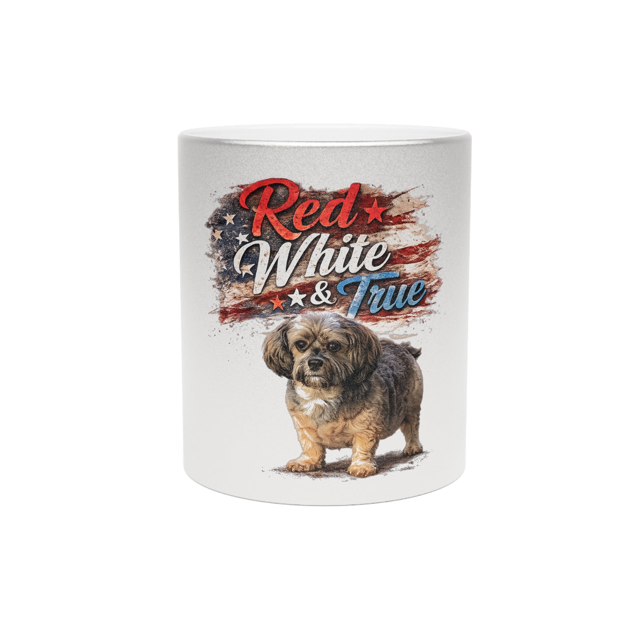 Red White & True Patriotic Dog Metallic Mug
