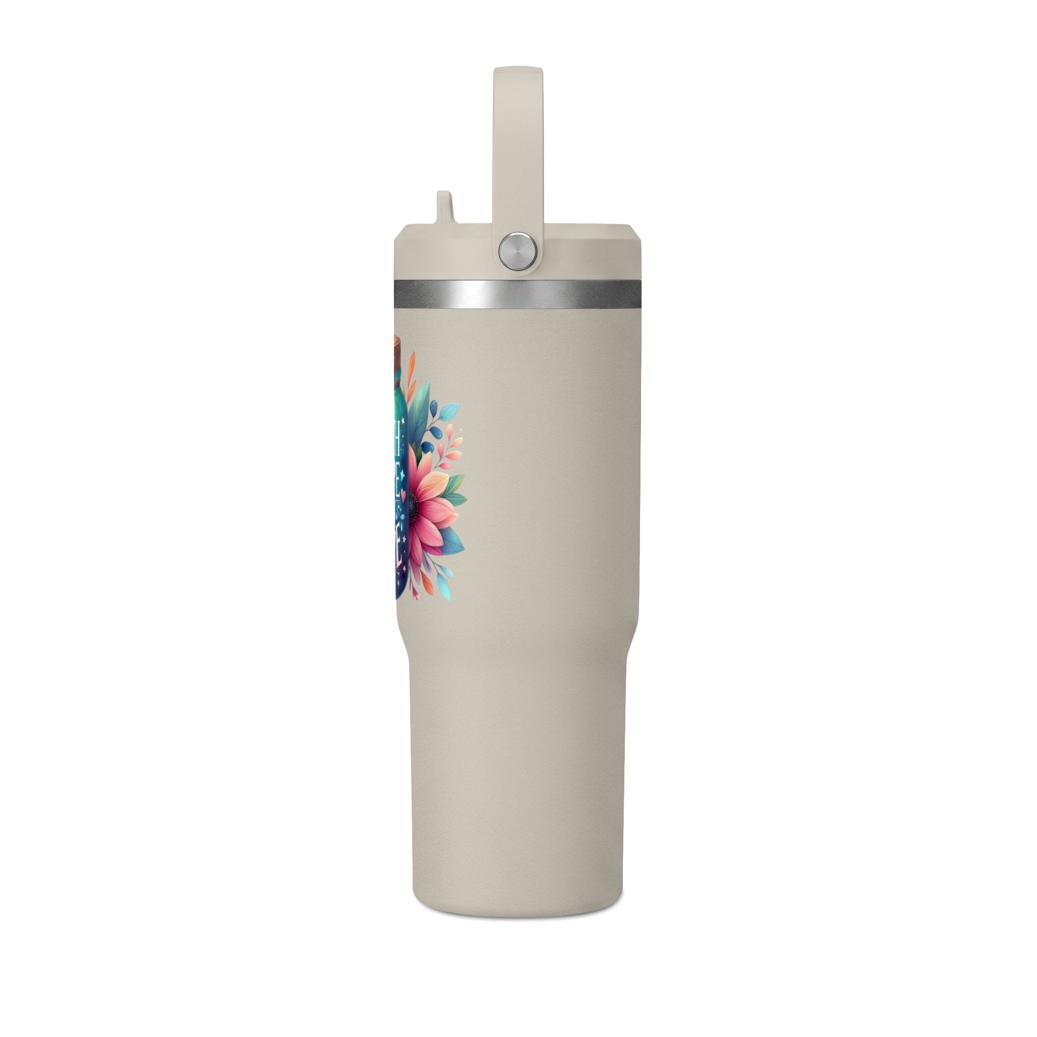 Faith Hope Love Tumbler — 32oz Insulated Travel Tumbler with Floral Jar Design