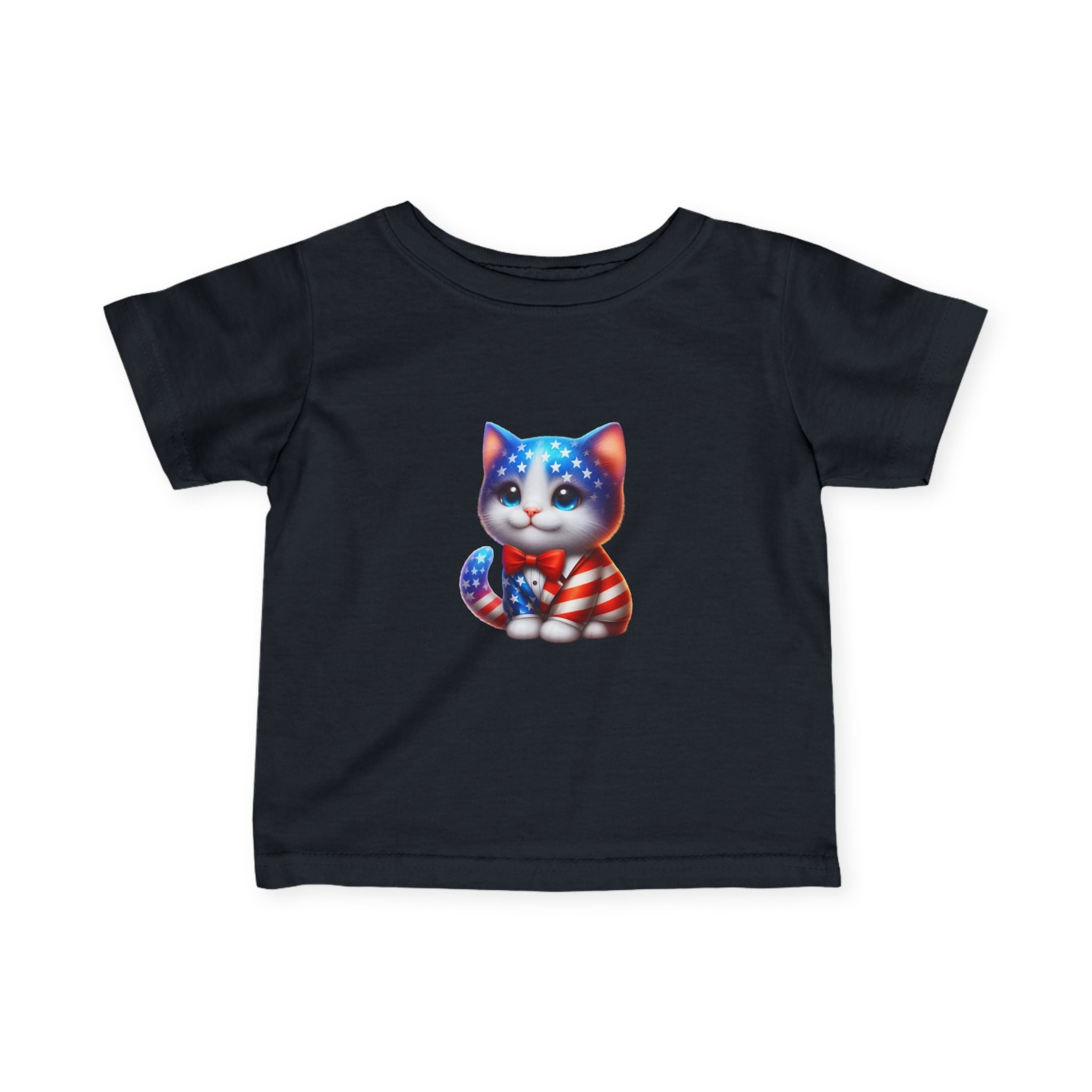 Infant Tee — Patriotic American Flag Kitten Baby Shirt