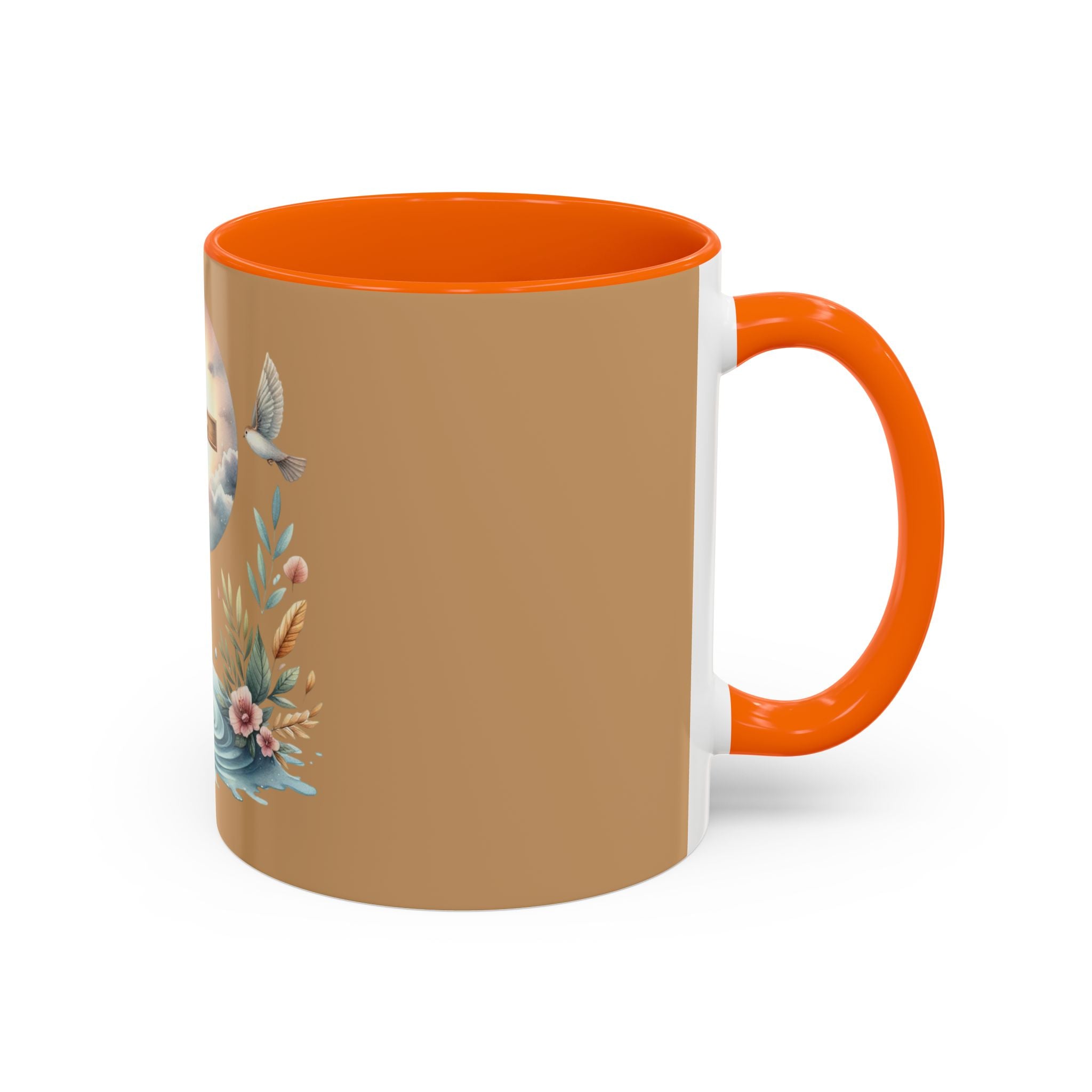 Christian Cross Accent Coffee Mug — Faith, Doves & Floral Baptism Gift (11/15oz)