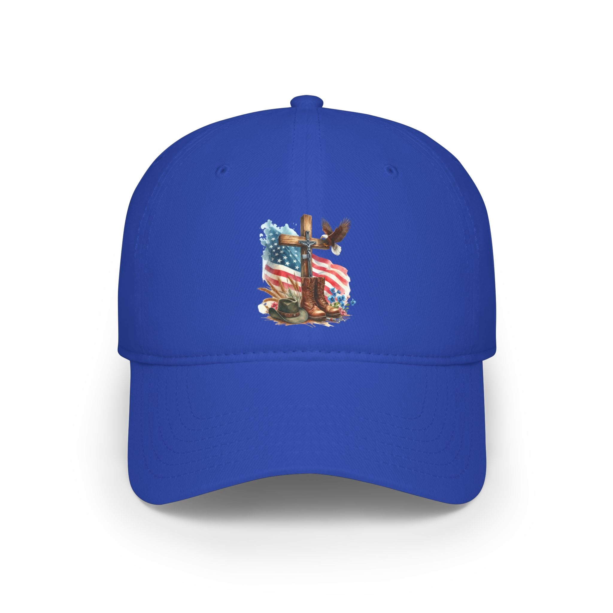 American Flag Cross Cap — Patriotic Low Profile Baseball Hat