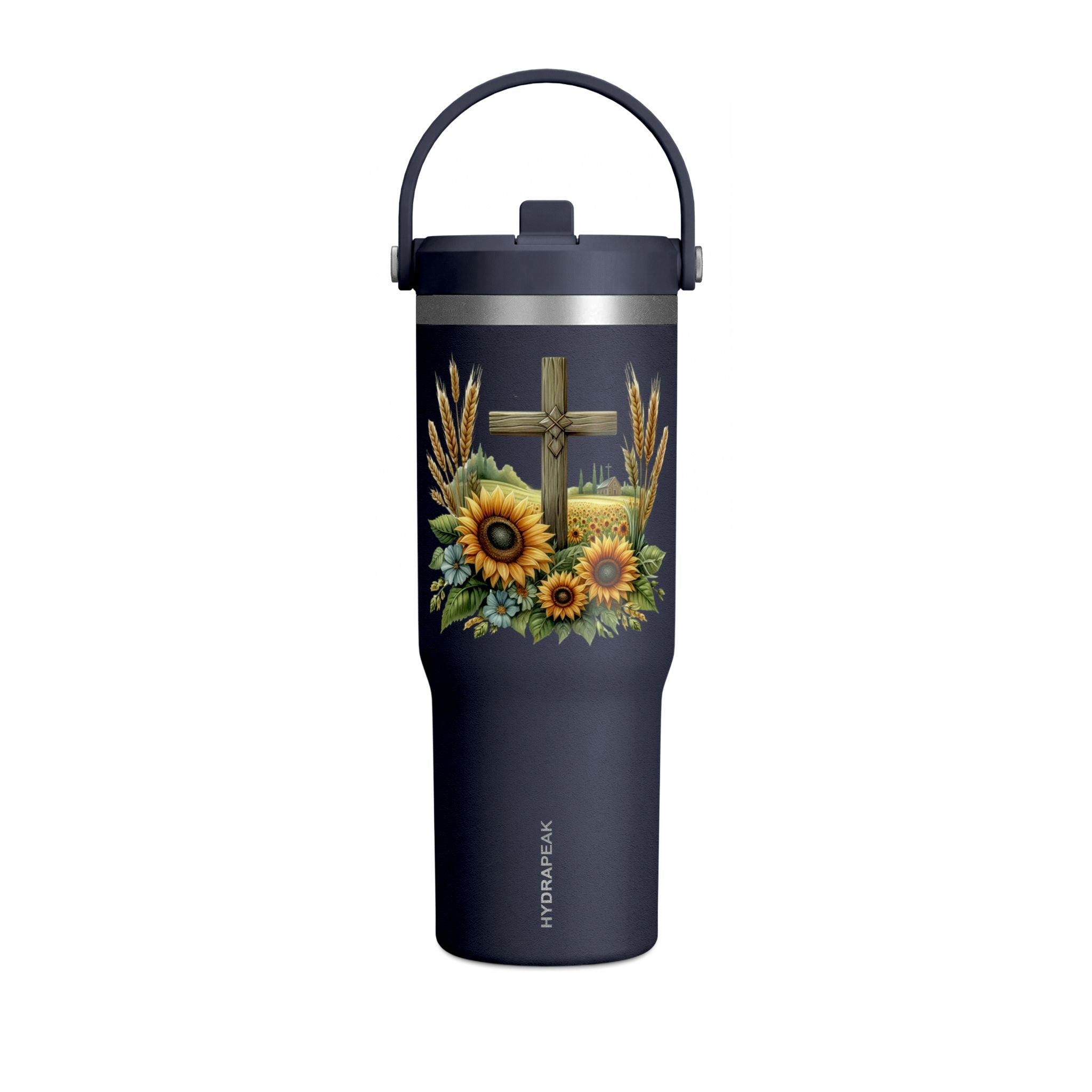 Sunflower Cross 32oz Tumbler – Christian Faith Travel Mug