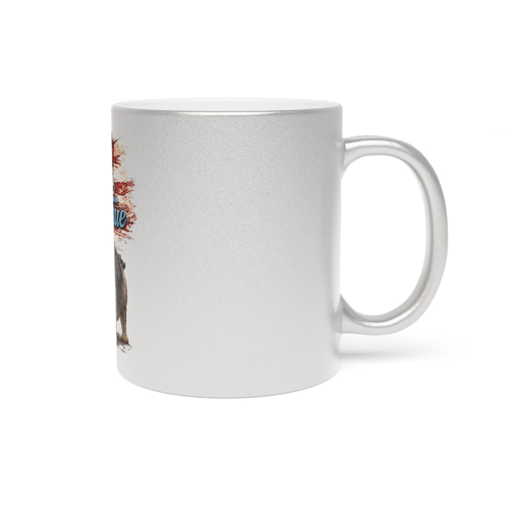 Red White & True Patriotic Dog Metallic Mug