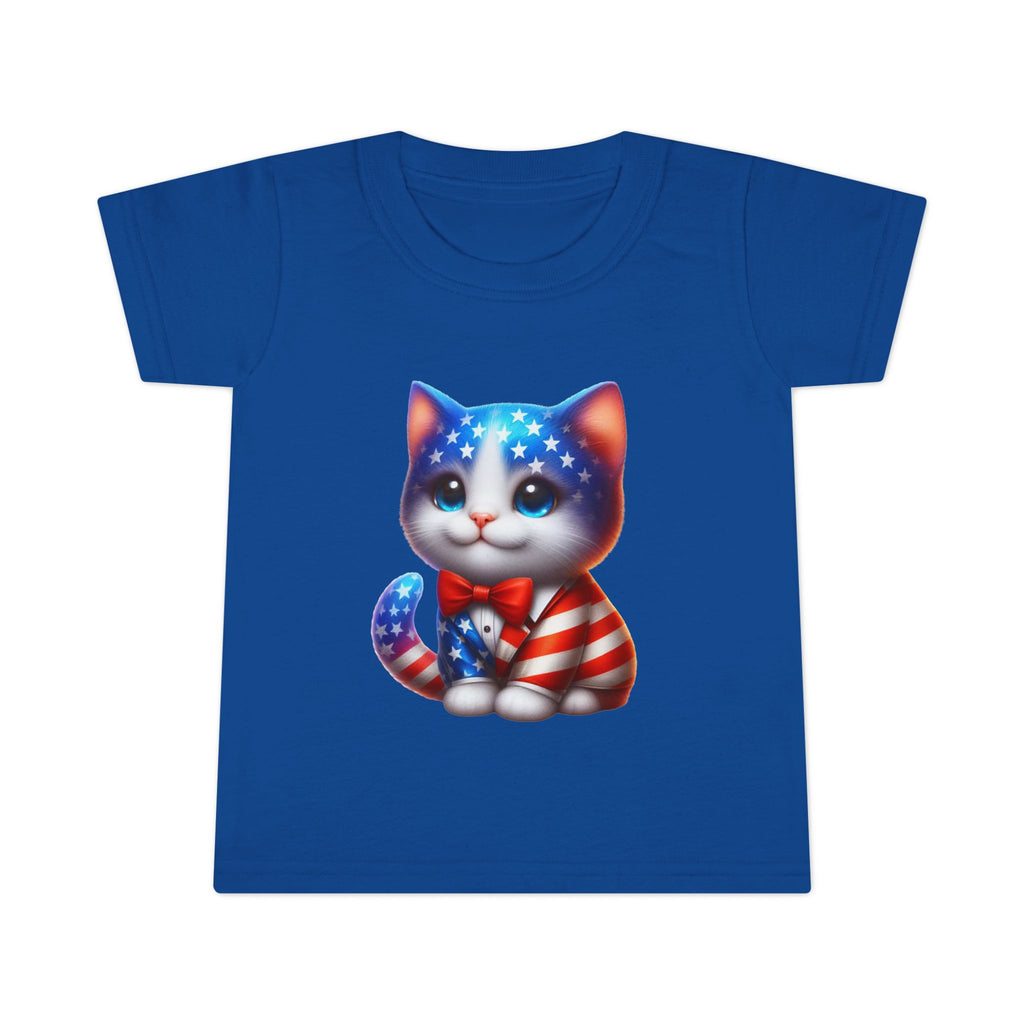 Toddler T-Shirt — Patriotic USA Flag Kitten Graphic