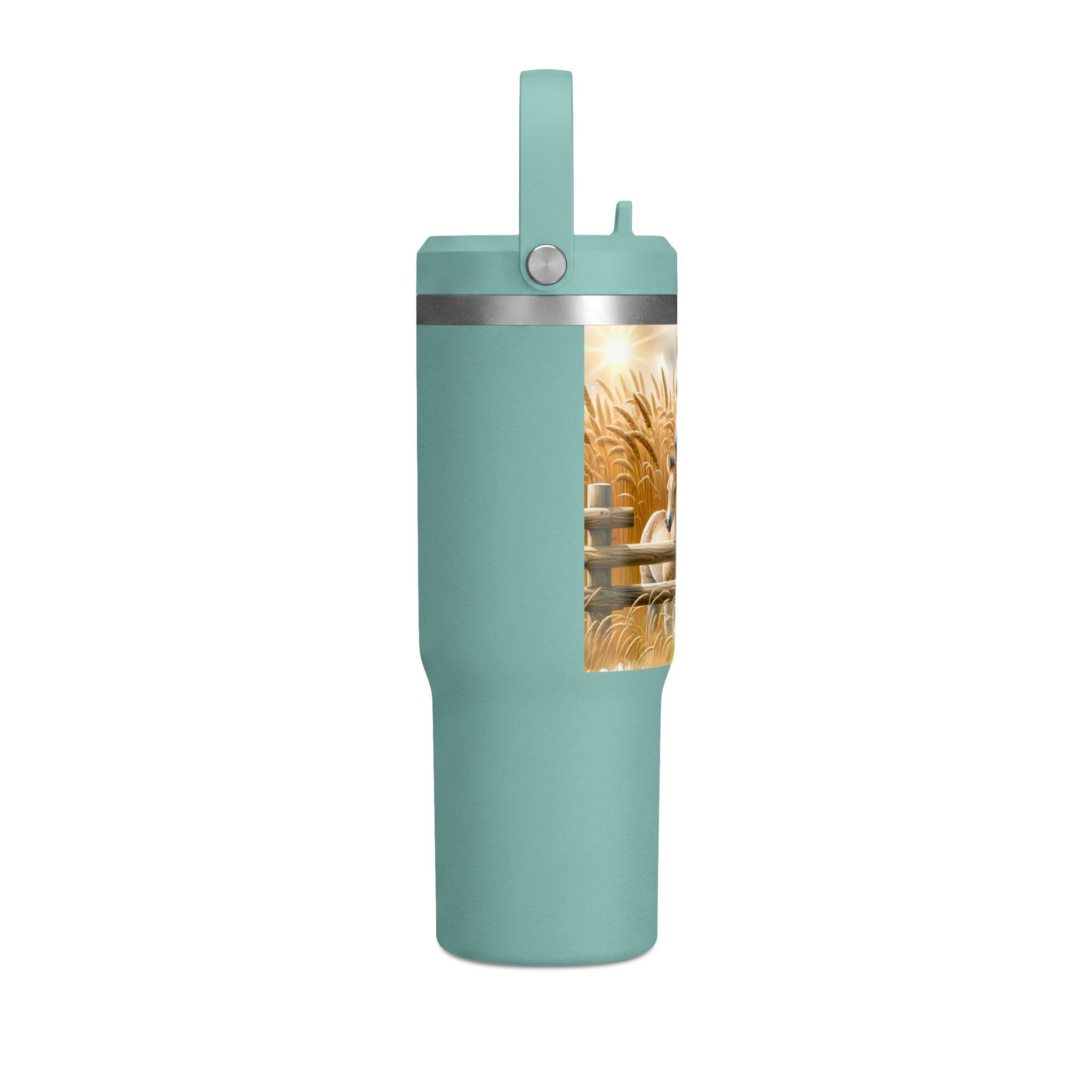 32oz Horse Tumbler — Sunflower Farm Scene Stainless Travel Cup