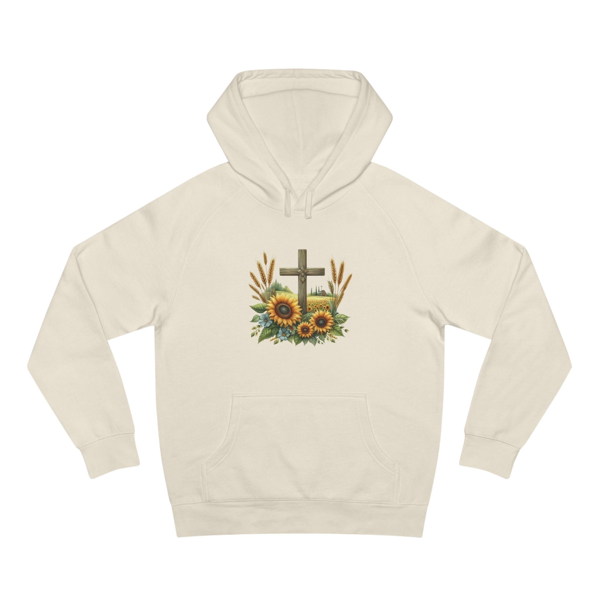 Sunflower Cross Hoodie — Christian Faith Floral Pullover