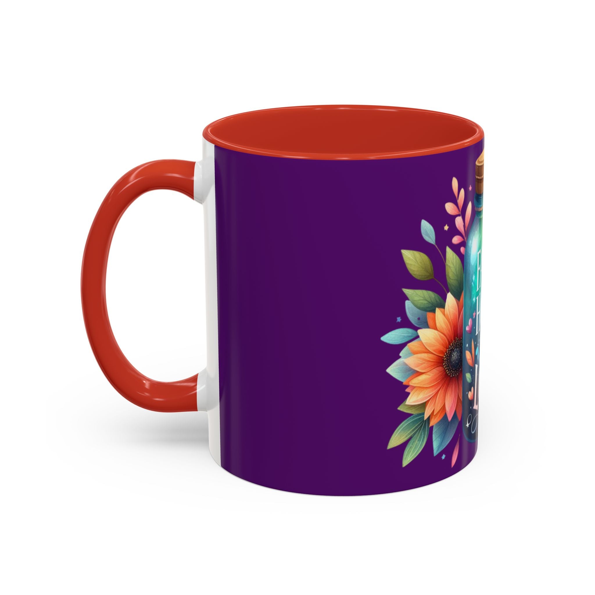 Faith Hope Love Accent Coffee Mug — Floral Jar Design (11/15 oz)