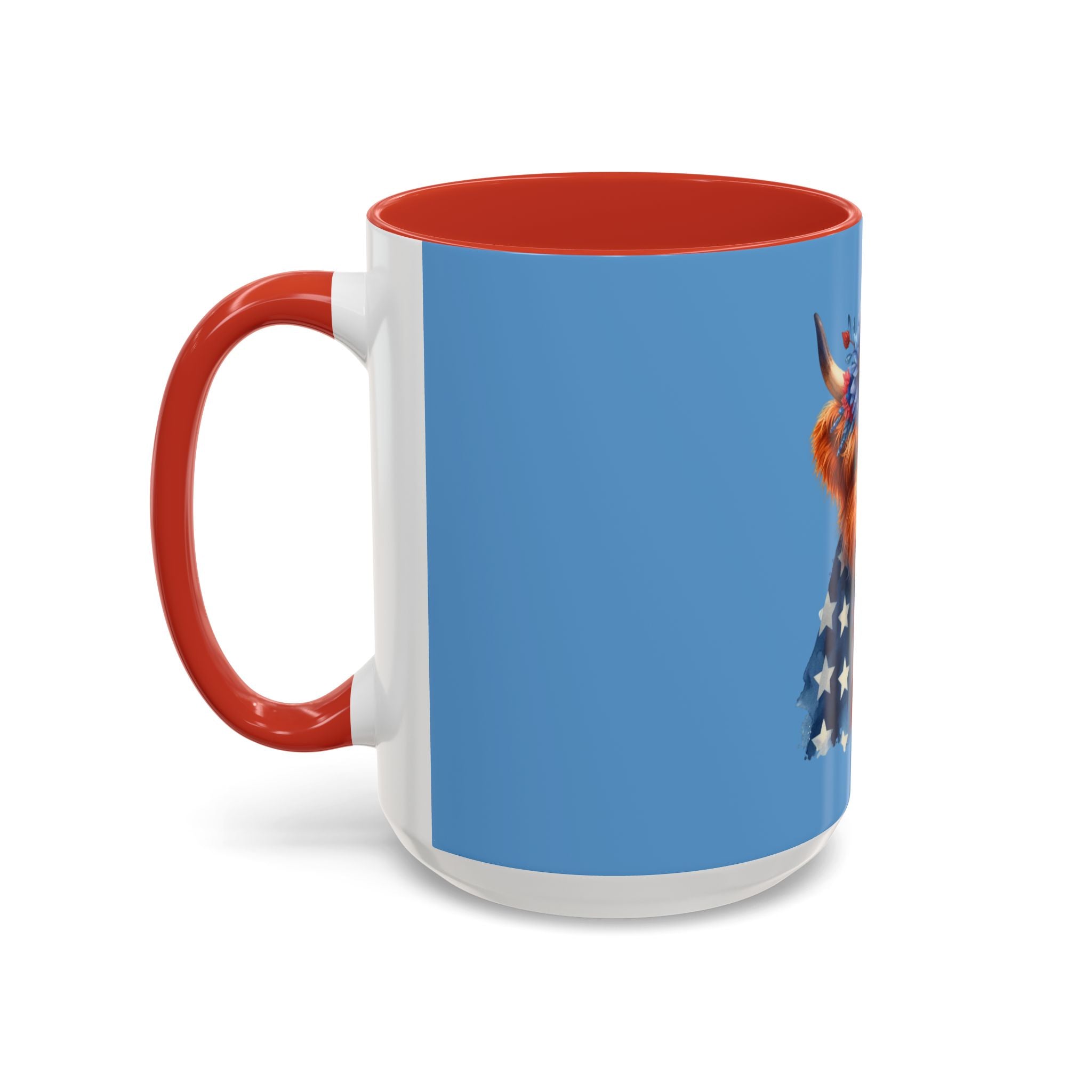 Patriotic Highland Cow Accent Coffee Mug – 11/15oz