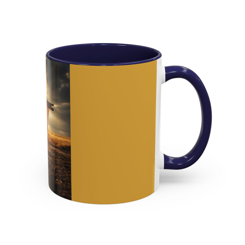 Patriotic Cross Coffee Mug — American Flag Sunrise Accent Mug (11/15oz)