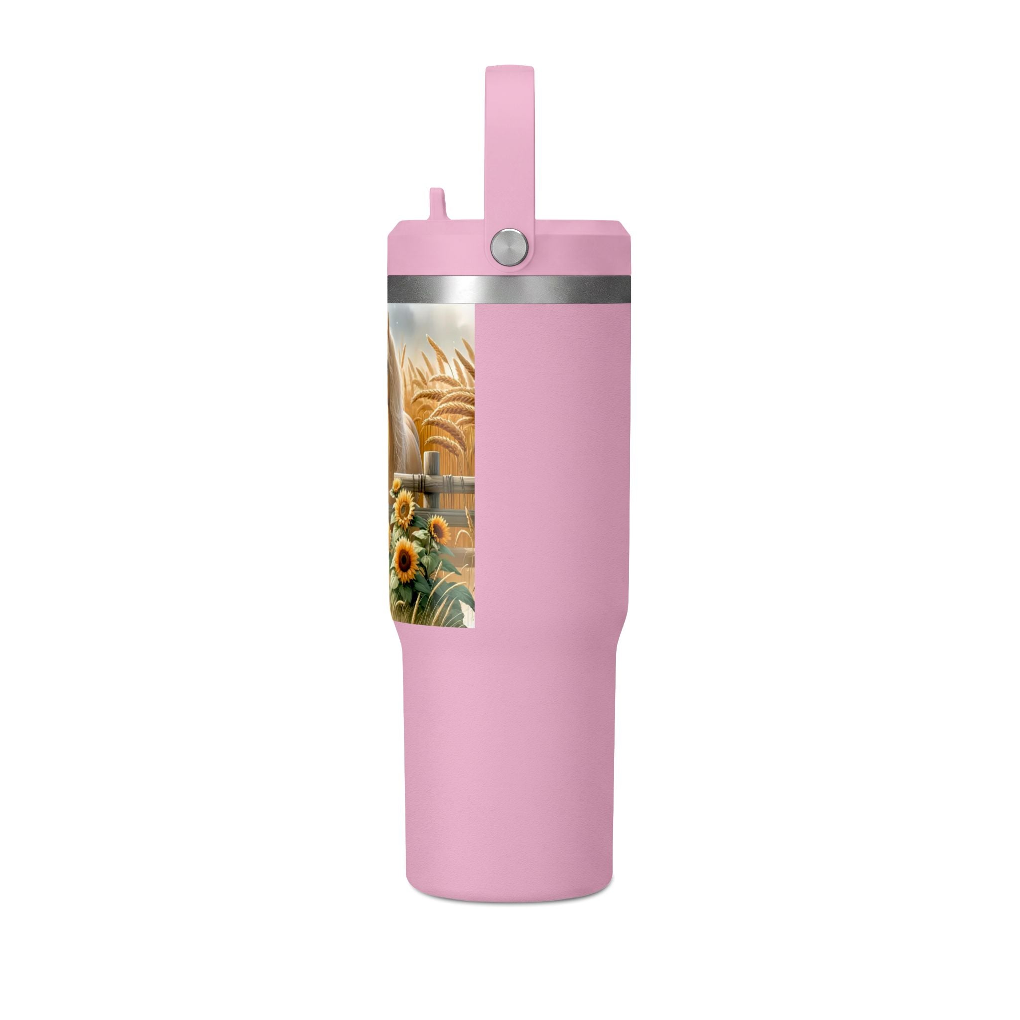 32oz Horse Tumbler — Sunflower Farm Scene Stainless Travel Cup