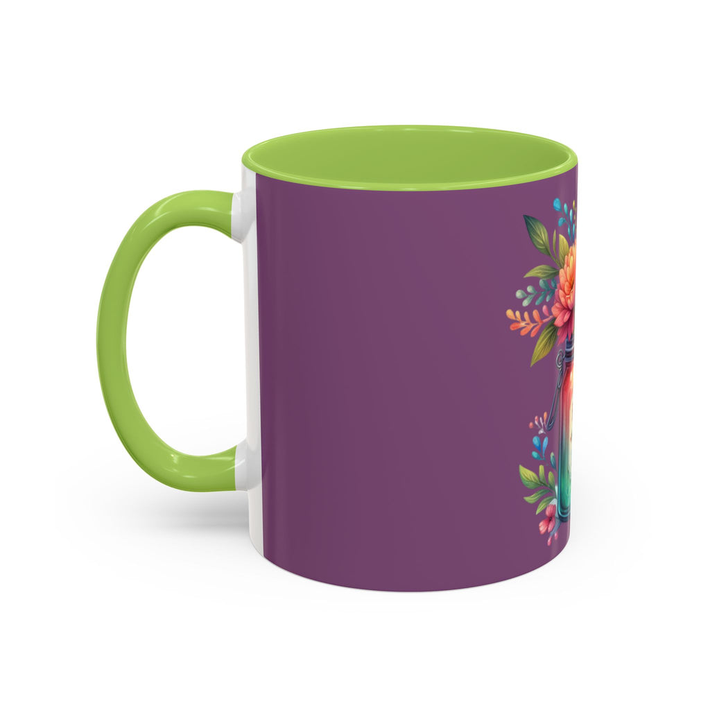 Faith & Love Floral Accent Coffee Mug — Colorful Candle Jar Design (11/15oz)