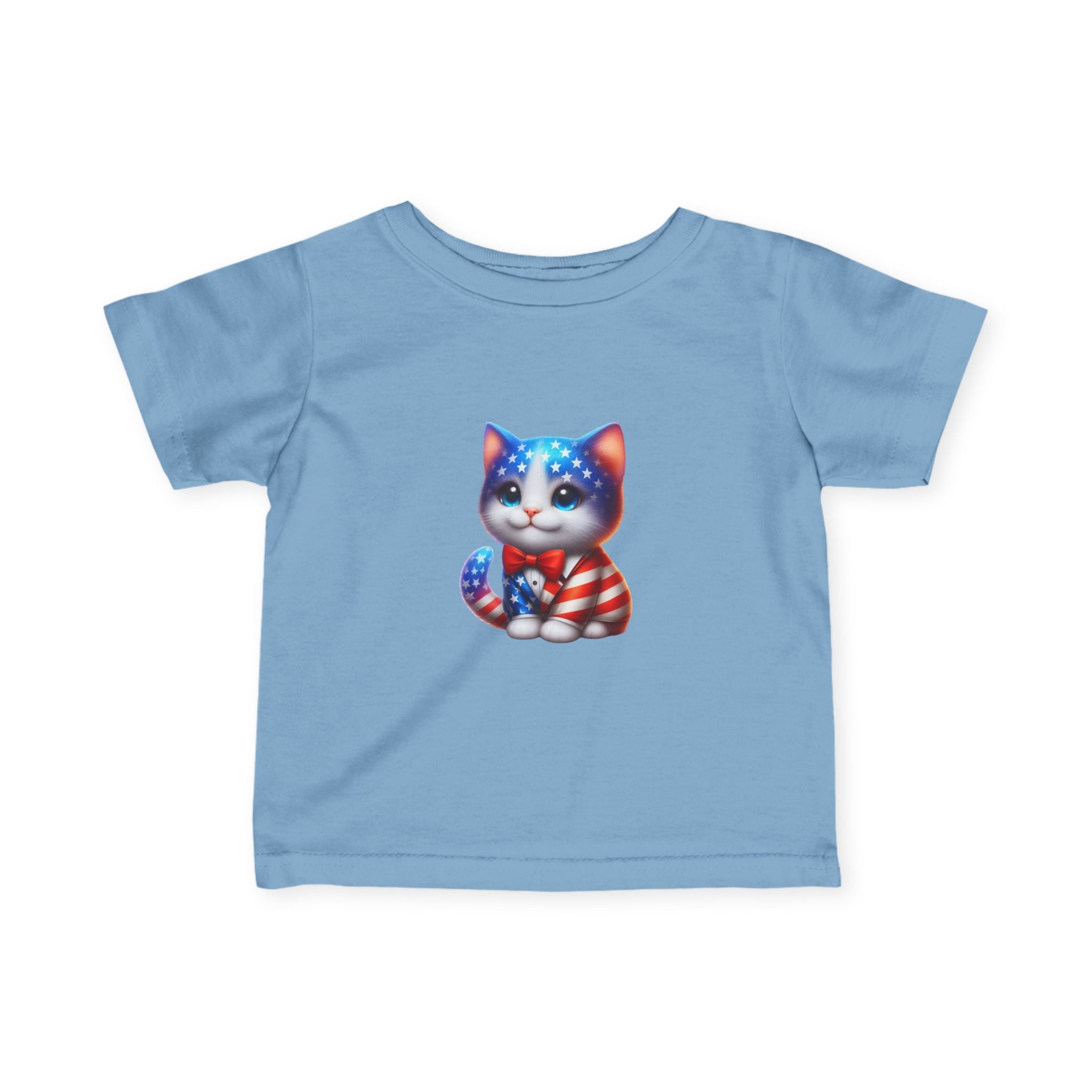 Infant Tee — Patriotic American Flag Kitten Baby Shirt