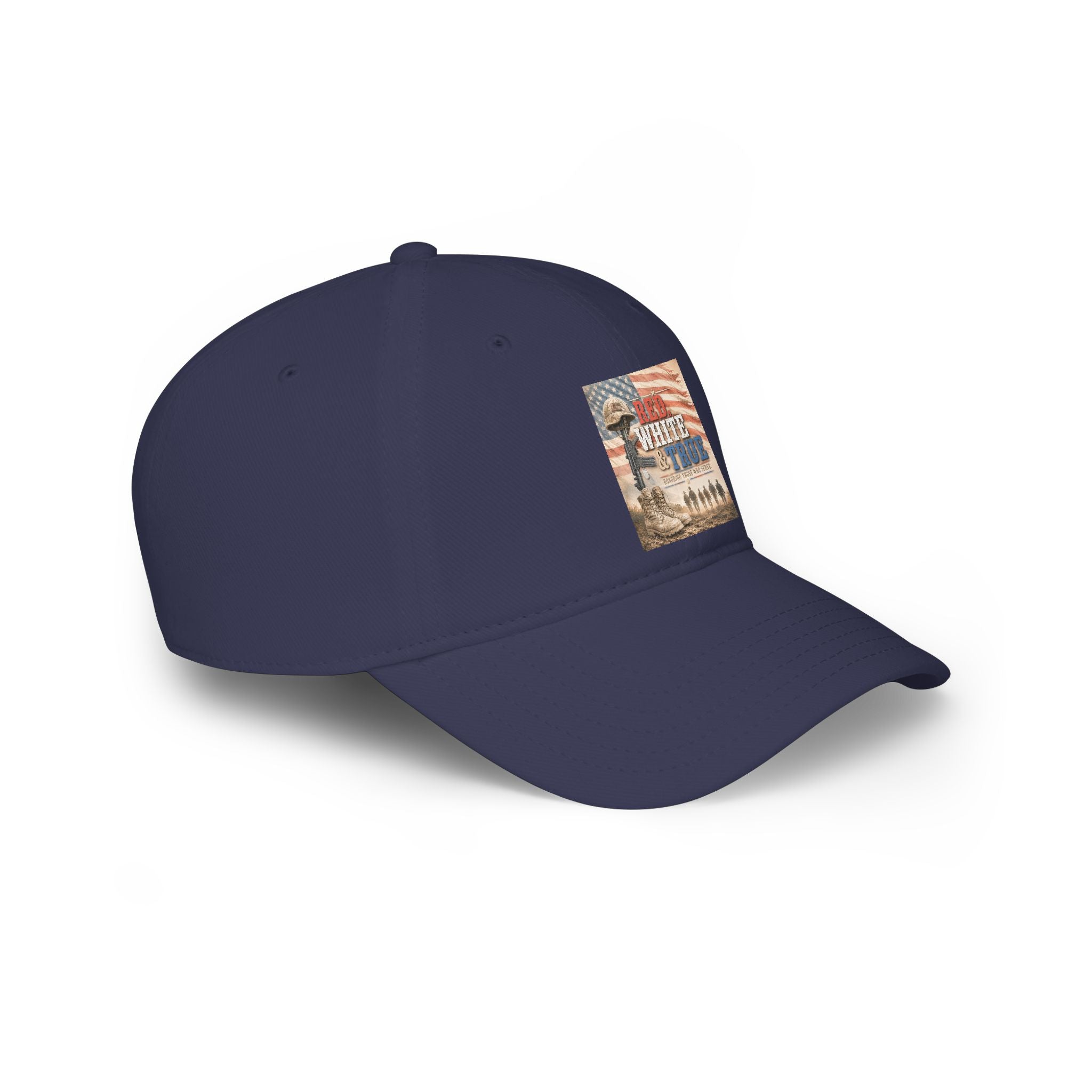 Low Profile Baseball Cap — Red, Patriotic "Land of the Free" Military Tribute Cap