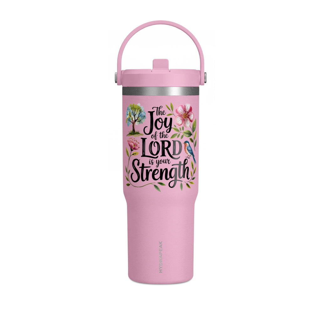 Nomad Tumbler 32oz – “The Joy of the Lord Is Your Strength” Floral Insulated Travel Mug