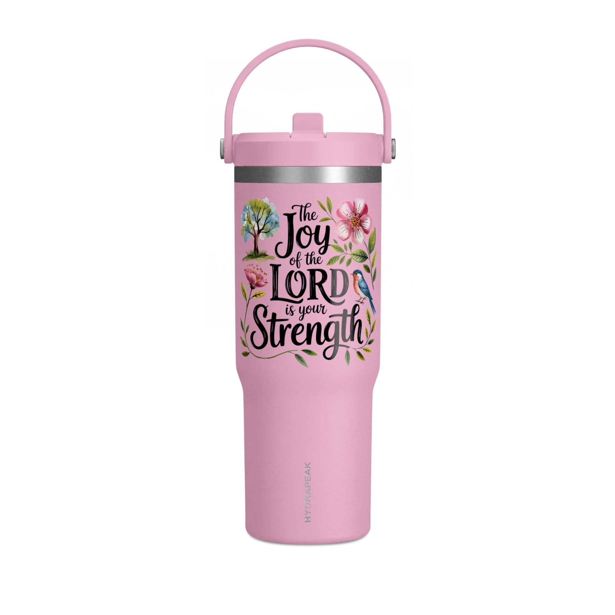 Nomad Tumbler 32oz – “The Joy of the Lord Is Your Strength” Floral Insulated Travel Mug