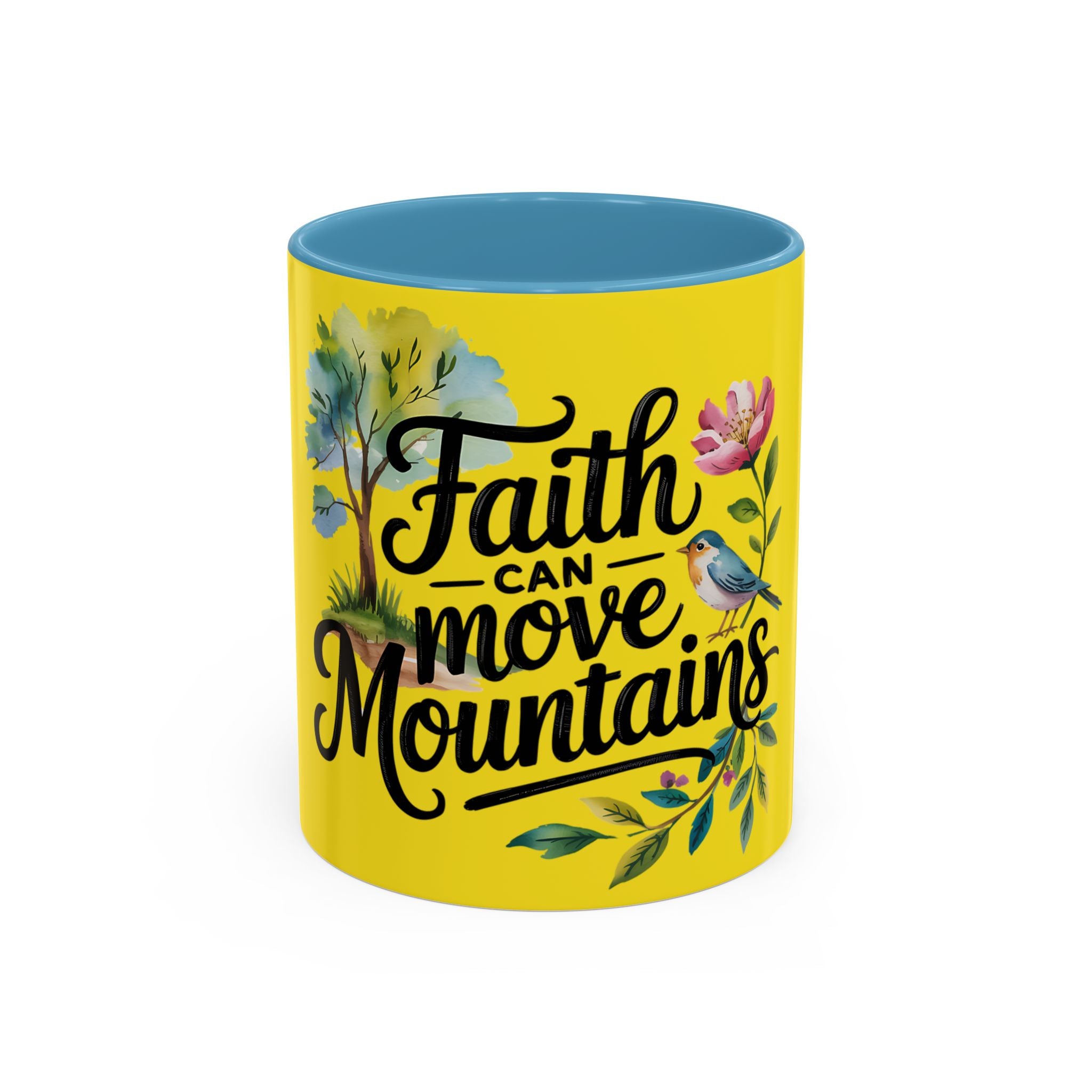 Faith Can Move Mountains Accent Coffee Mug – Inspirational Christian Tea Cup