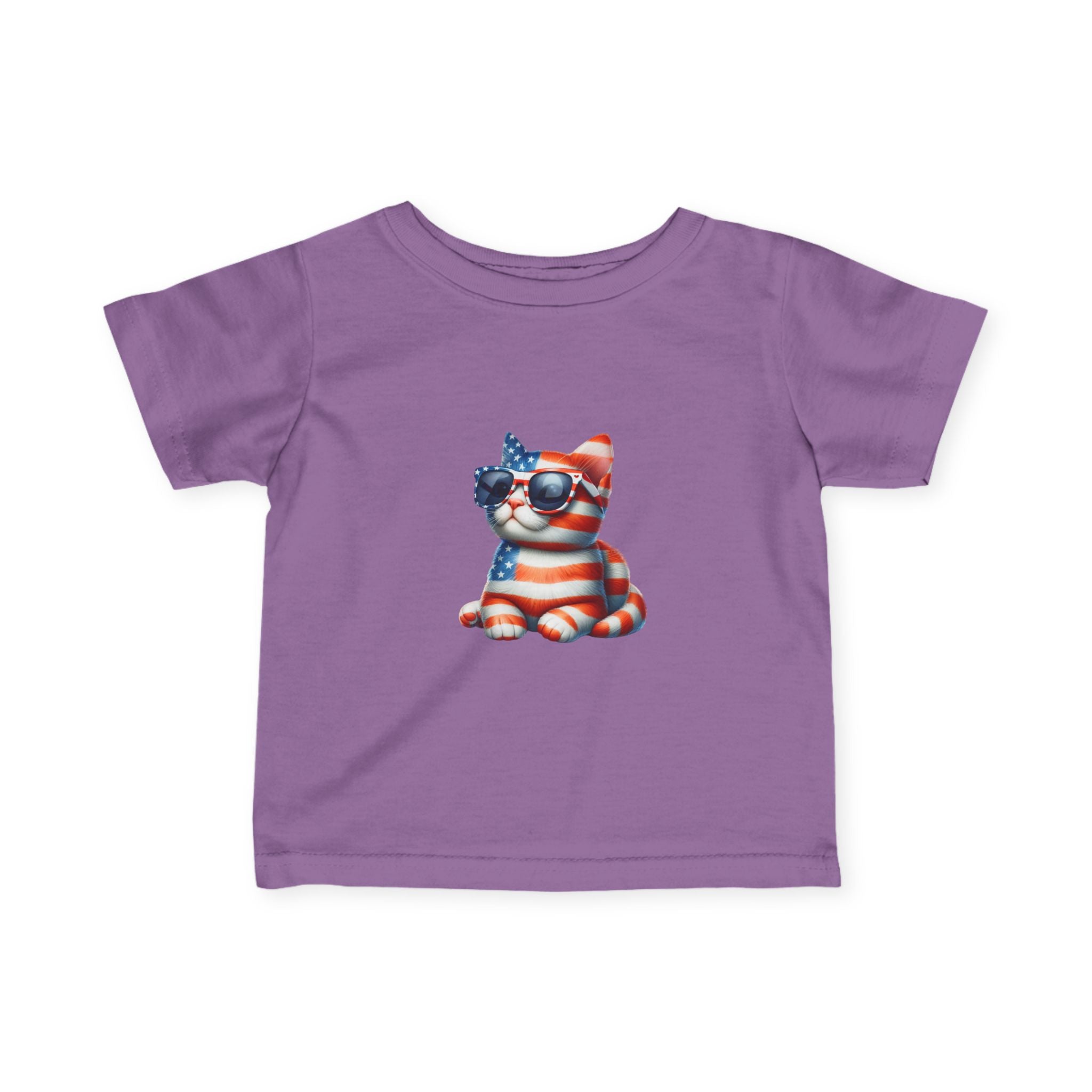Patriotic Kitty Infant Tee — American Flag Cat Baby Shirt