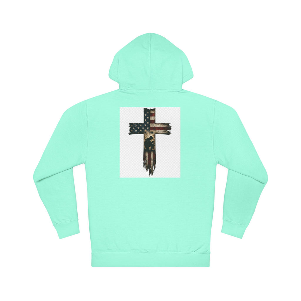 American Flag Cross Hoodie — Patriotic Christian Pullover