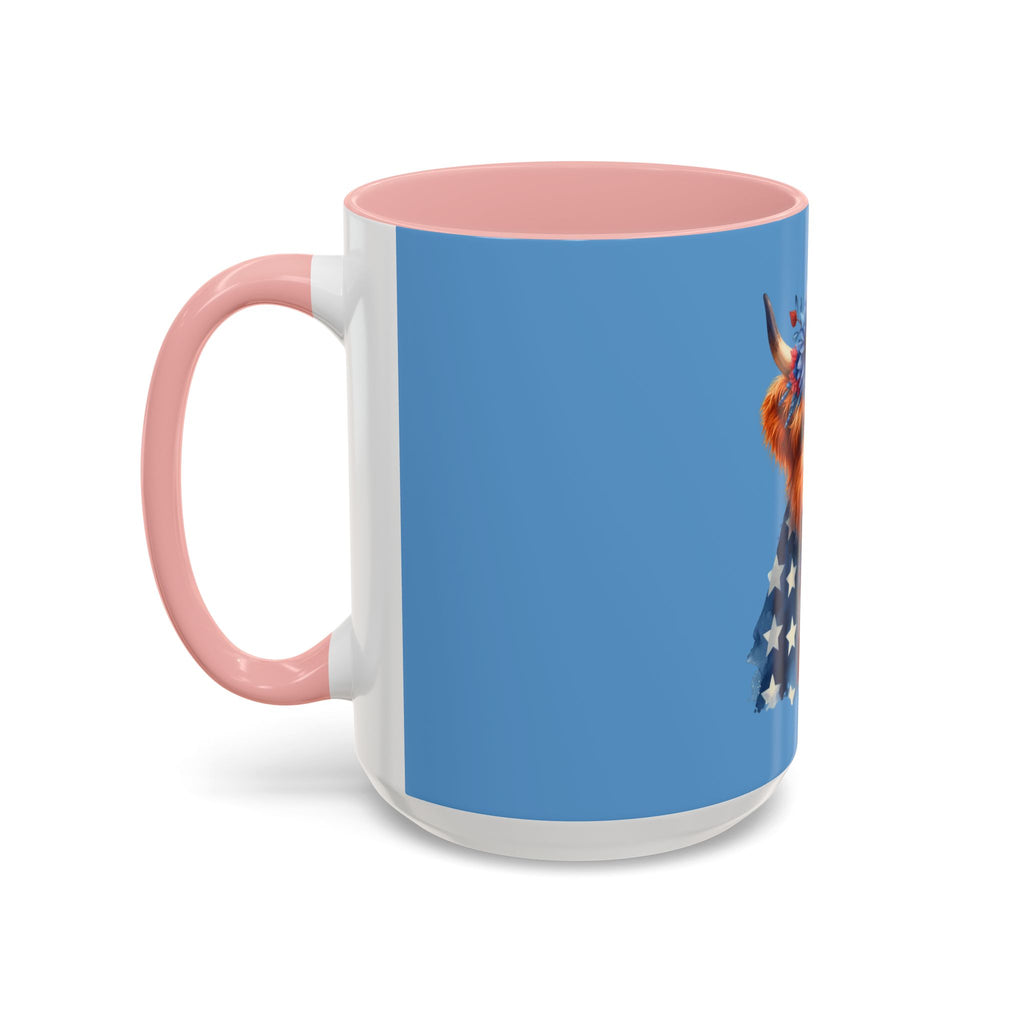 Patriotic Highland Cow Accent Coffee Mug – 11/15oz