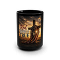 Red, White & True Black 15oz Mug — Patriotic Rustic Cross Coffee Cup