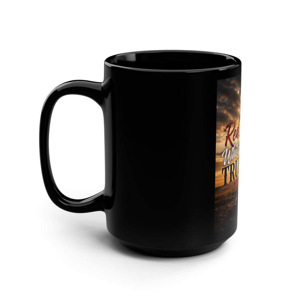 Red, White & True Black 15oz Mug — Patriotic Rustic Cross Coffee Cup