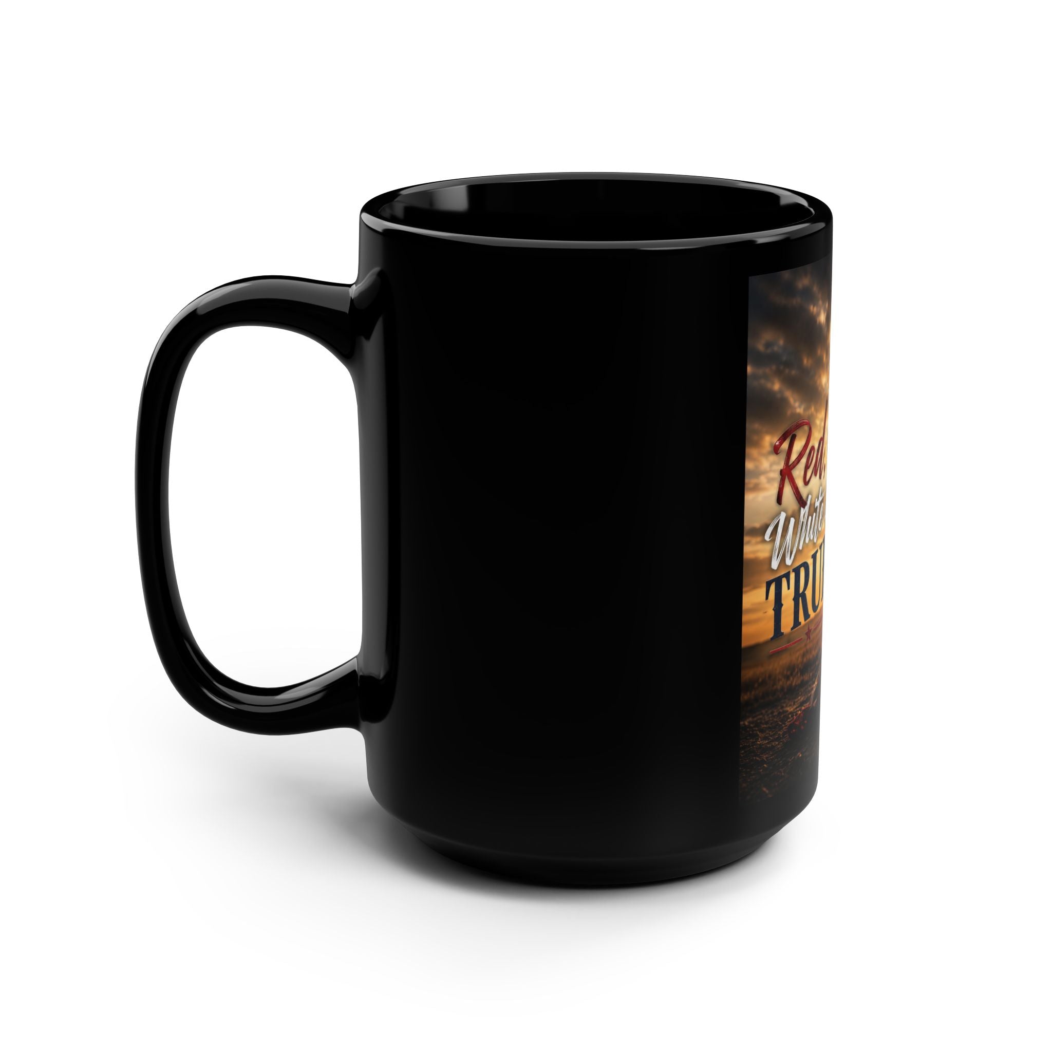 Red, White & True Black 15oz Mug — Patriotic Rustic Cross Coffee Cup