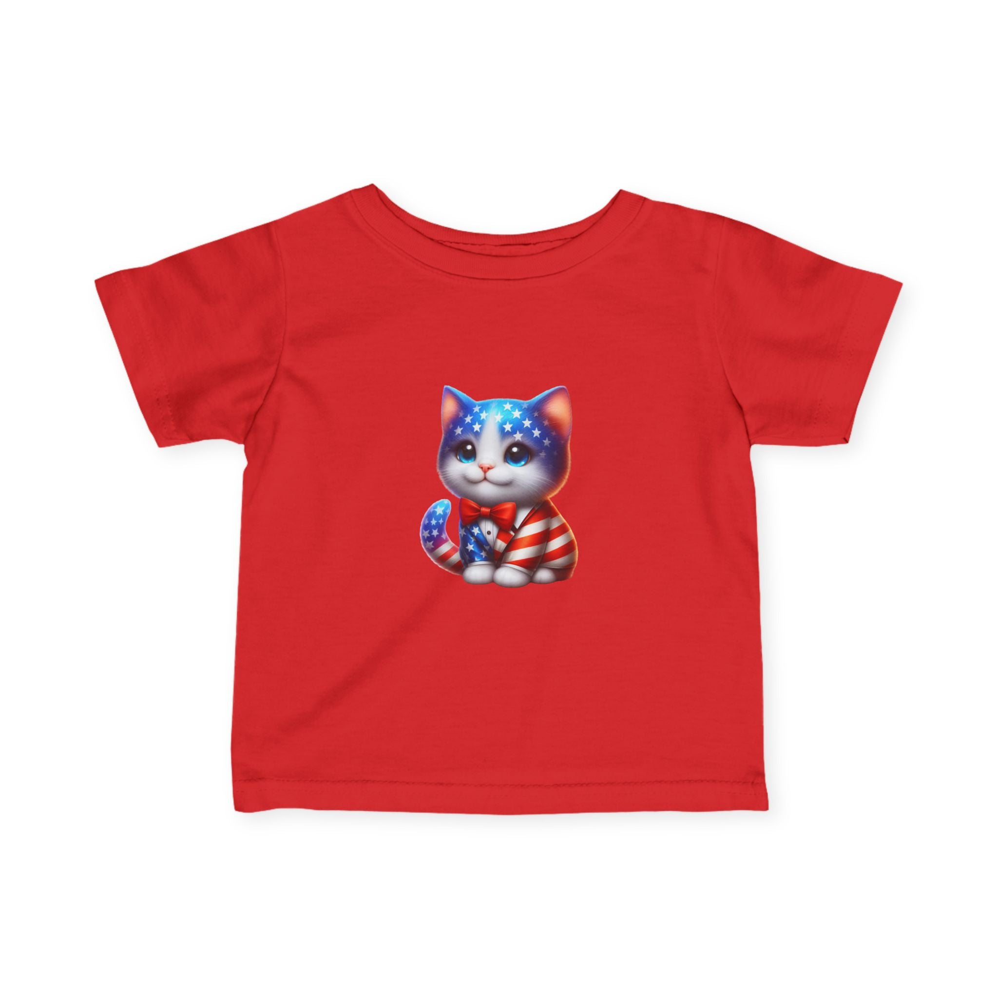 Infant Tee — Patriotic American Flag Kitten Baby Shirt