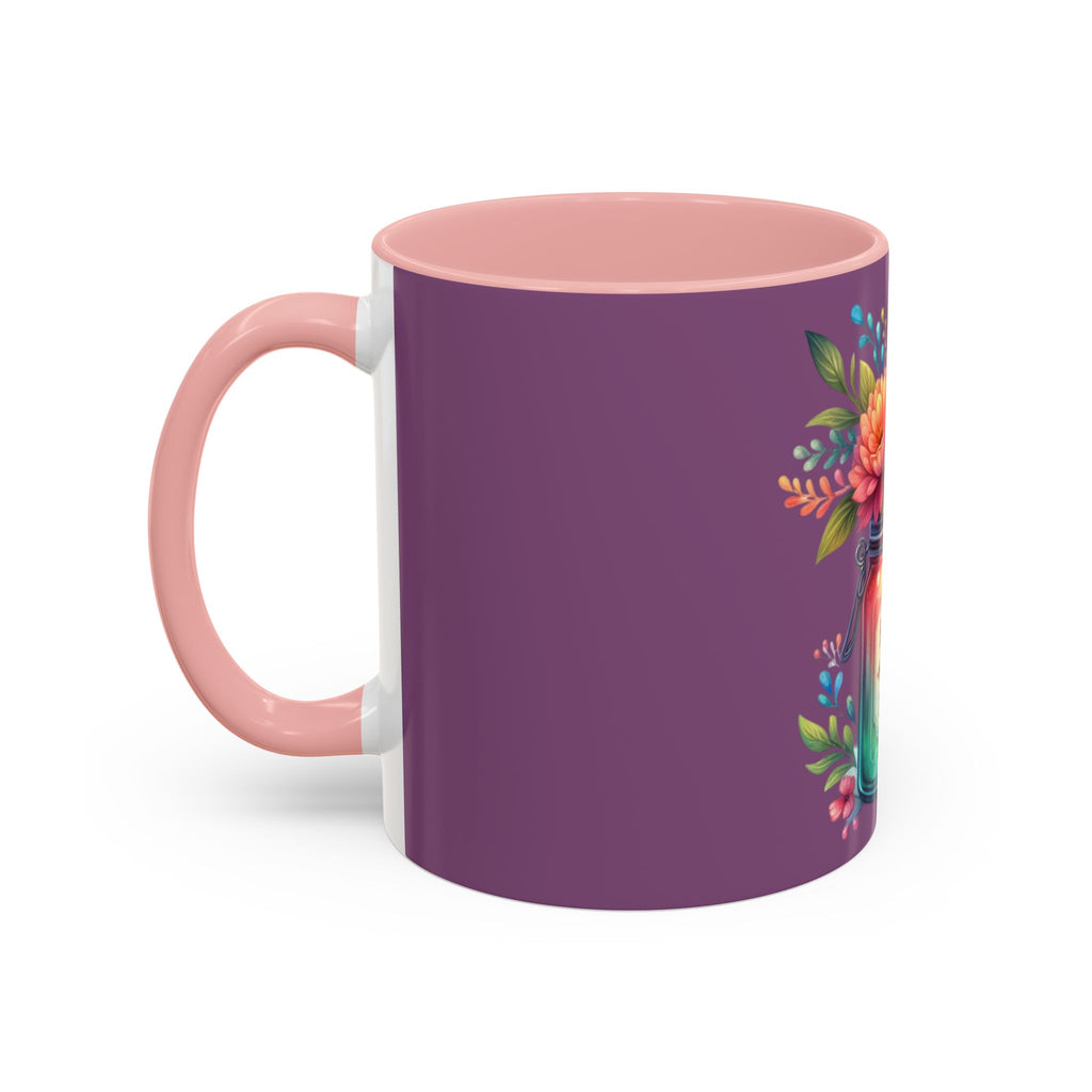 Faith & Love Floral Accent Coffee Mug — Colorful Candle Jar Design (11/15oz)