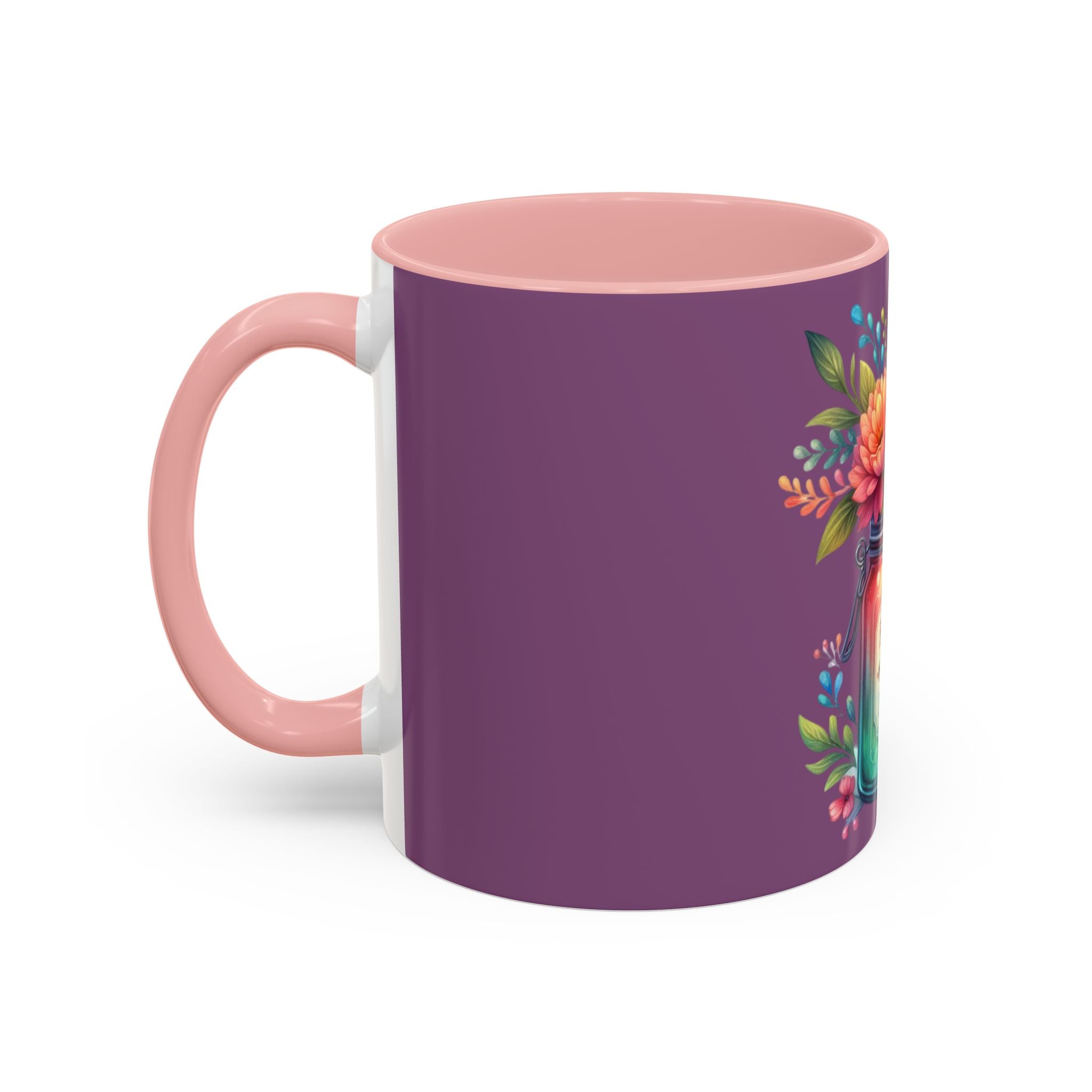 Faith & Love Floral Accent Coffee Mug — Colorful Candle Jar Design (11/15oz)