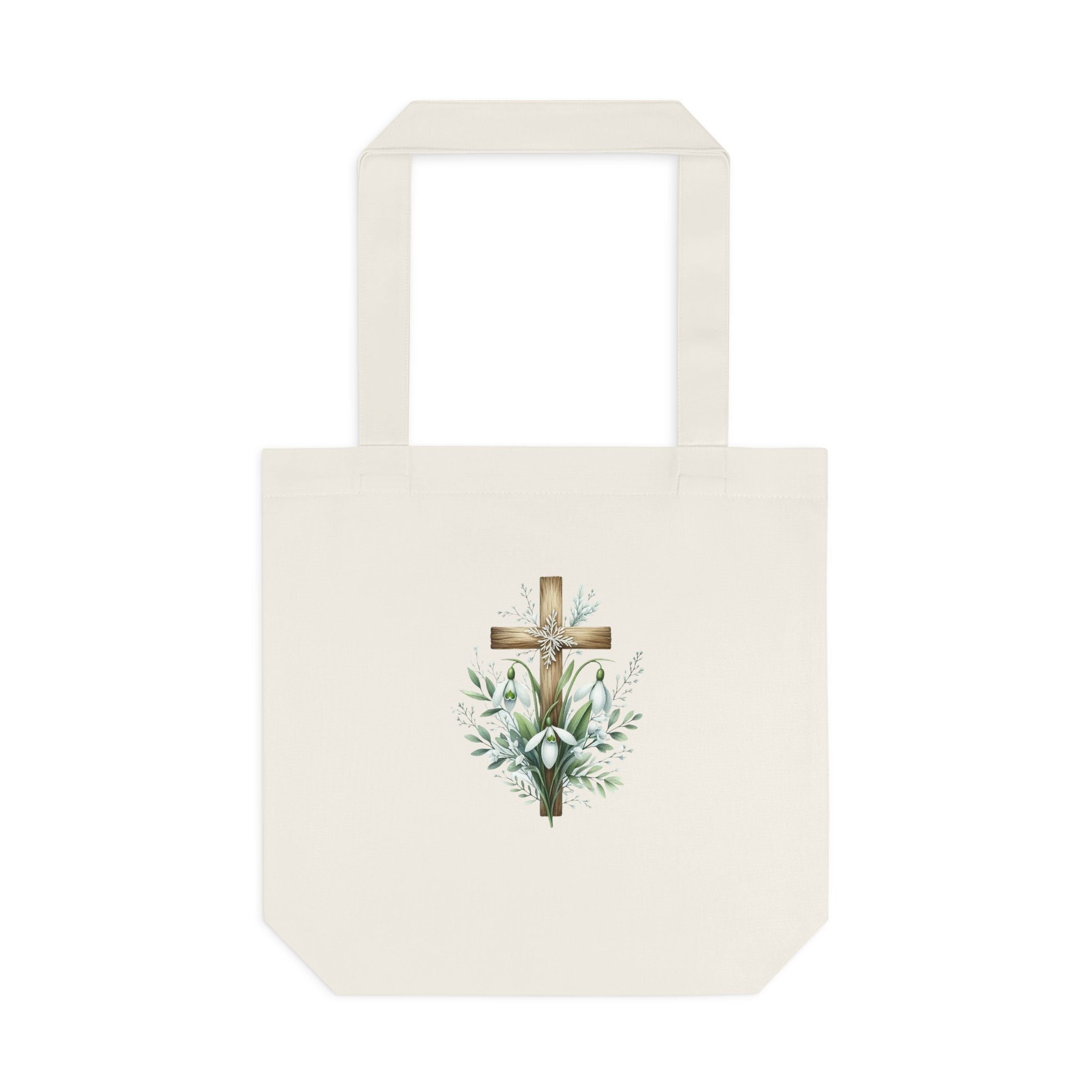 Floral Cross Cotton Tote Bag – Easter Faith Reusable Market Bag