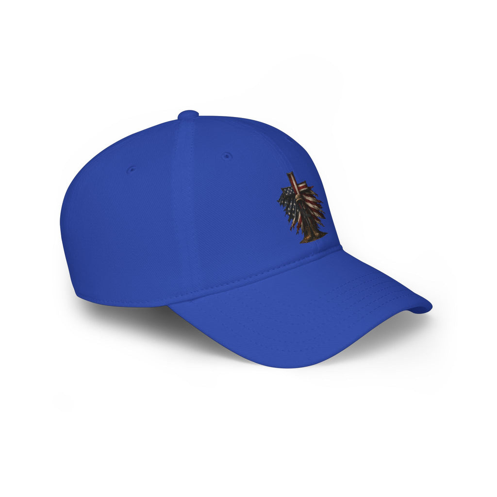 Low Profile Cap — Rustic American Flag Cross Emblem