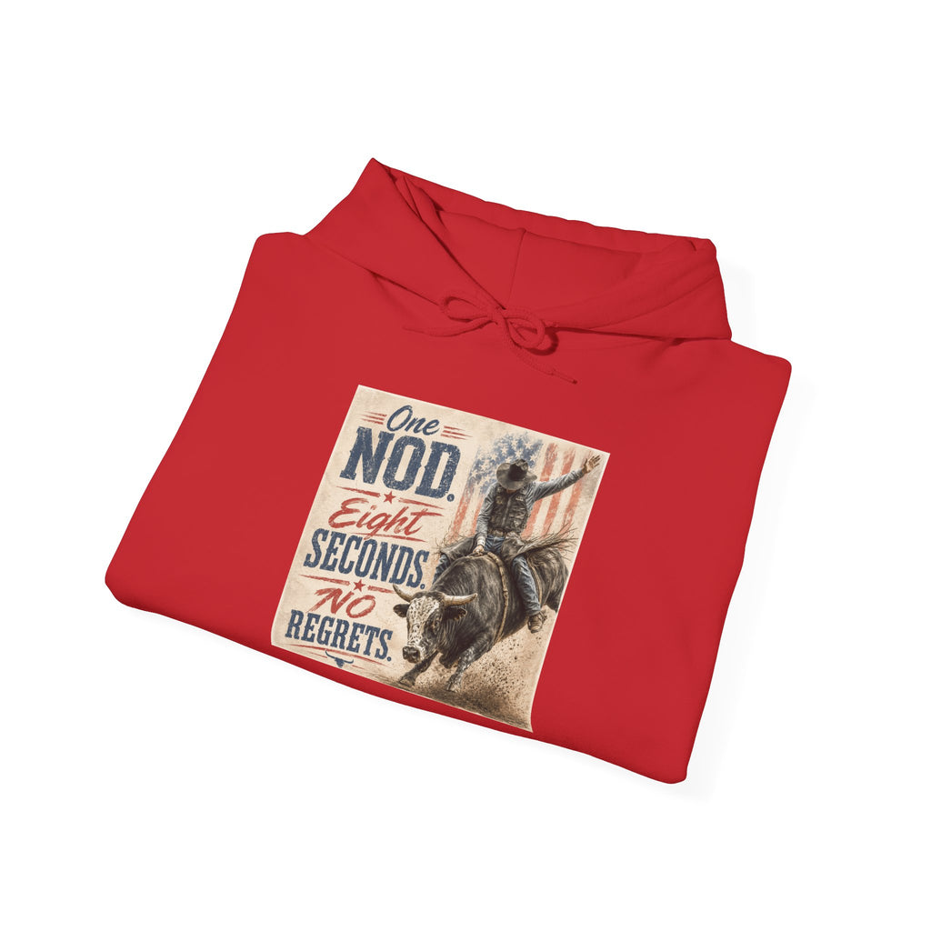 Hoodie - 'One Nod Eight Seconds No Regrets' Motorcycle Rider Vintage Graphic Hoodie