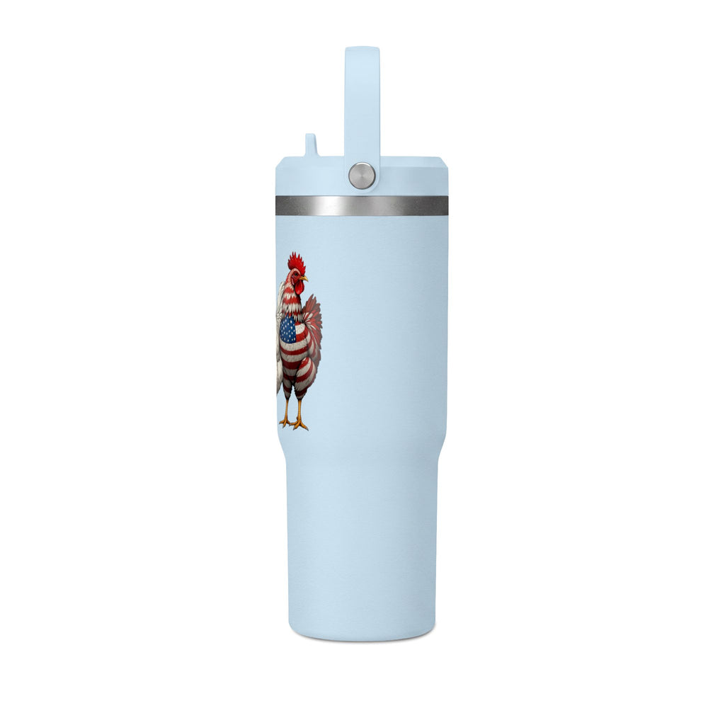 Patriotic Rooster 32oz Tumbler – American Flag Farmhouse Travel Cup